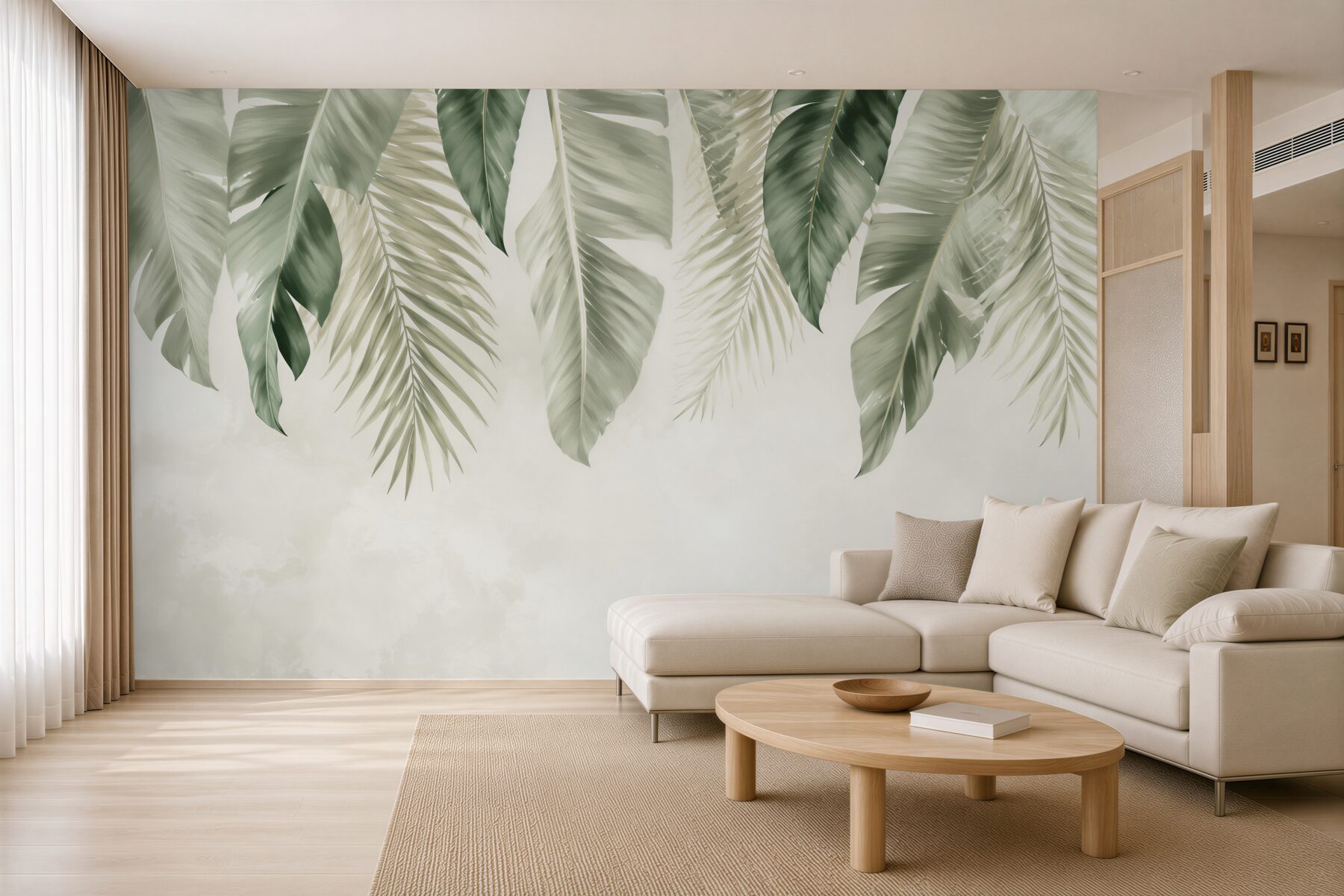 Fototapeta liście tropikalne zielone subtelne w stylu boho?v23