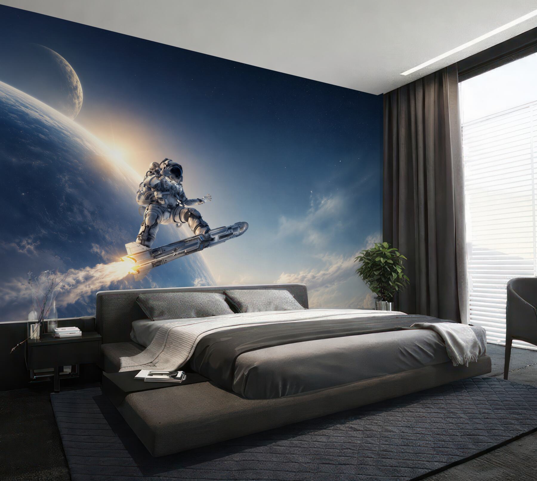 Fototapeta astronauta na rakiecie w kosmosie futurystyczna przygoda
