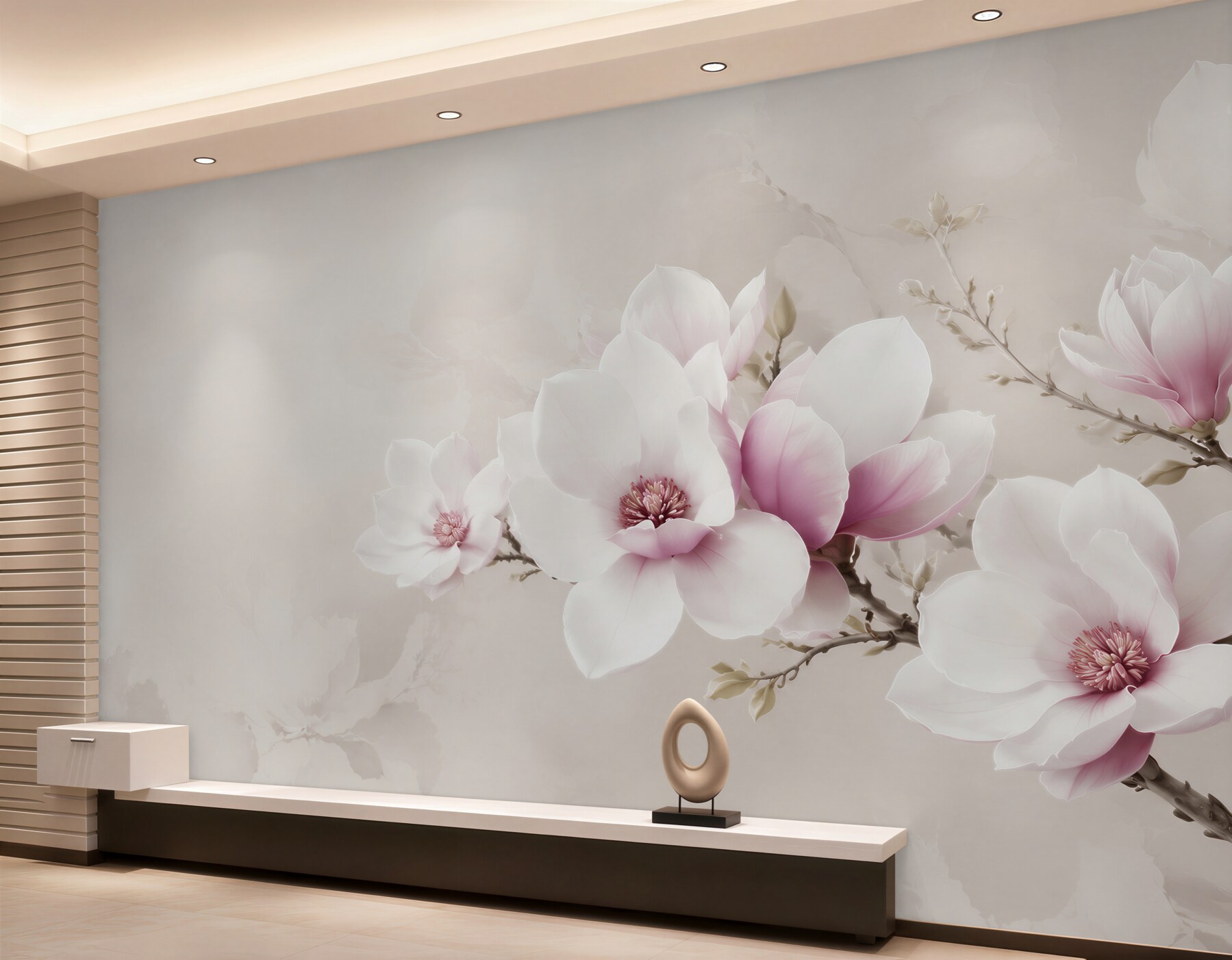 Fototapeta magnolie biało różowe na gałęzi elegancka?v23