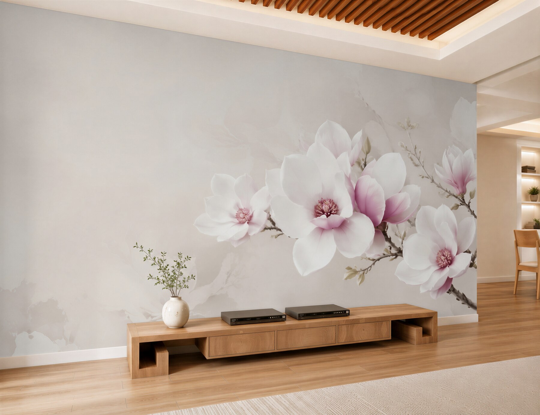 Fototapeta magnolie biało różowe na gałęzi elegancka?v23
