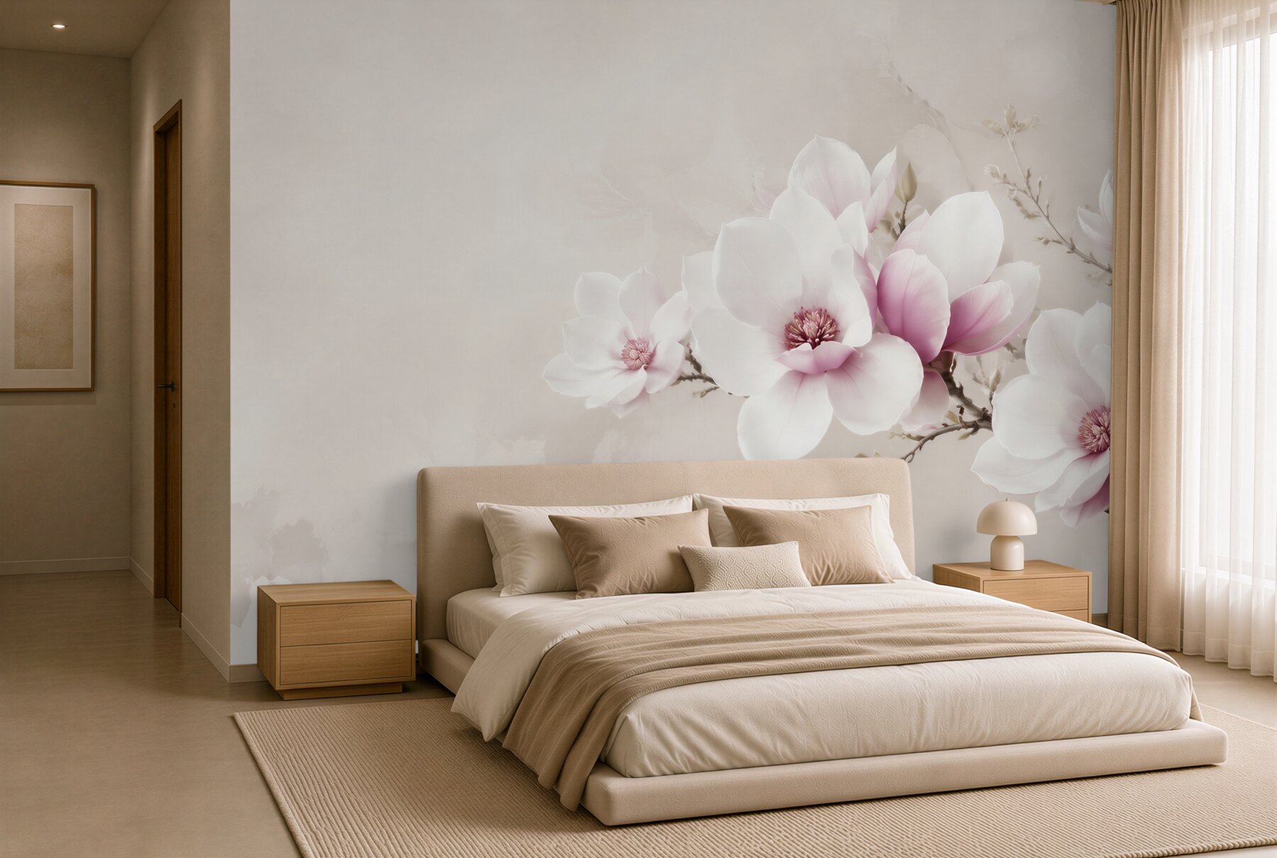 Fototapeta magnolie biało różowe na gałęzi elegancka?v23