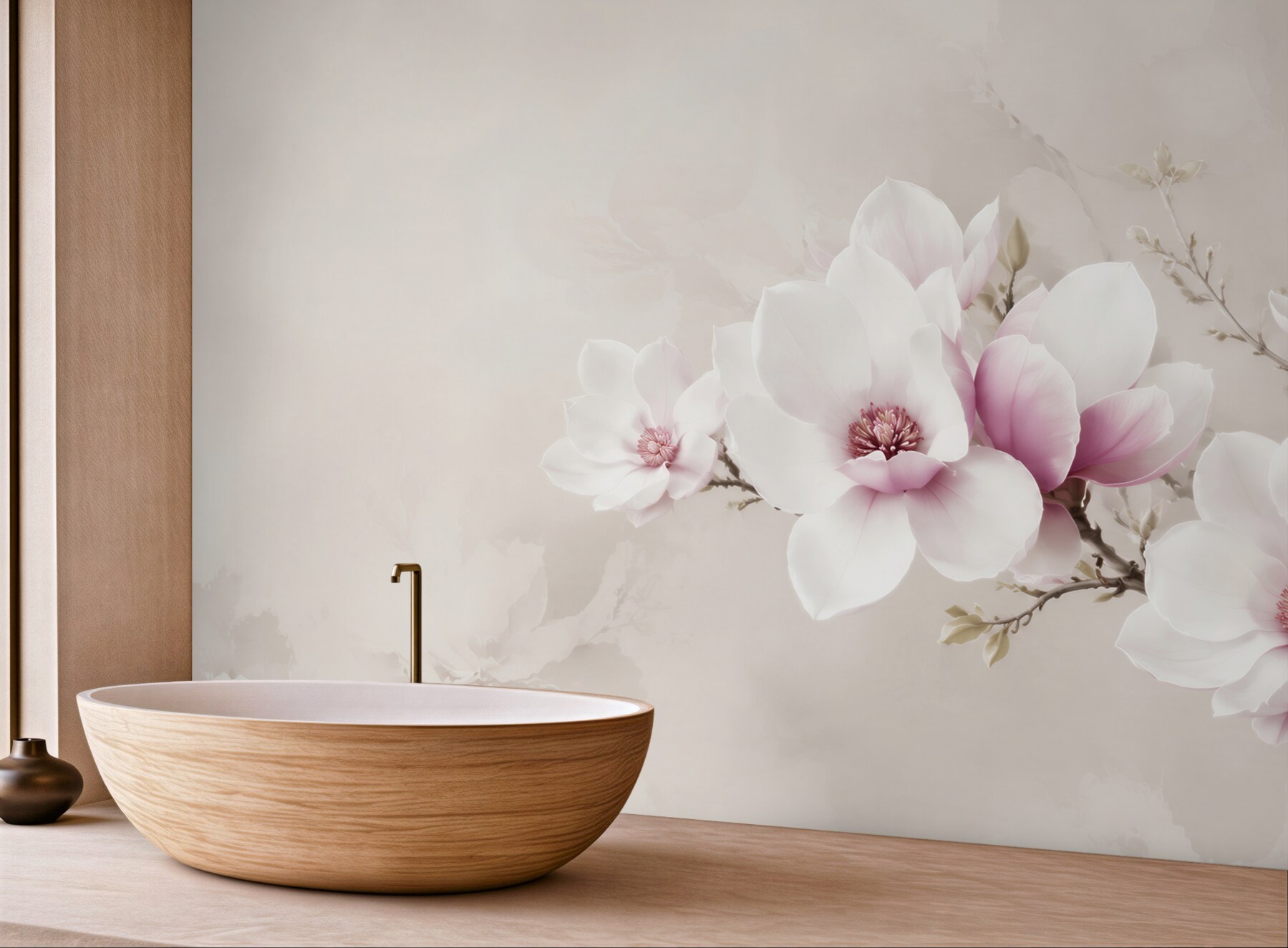 Fototapeta magnolie biało różowe na gałęzi elegancka?v23