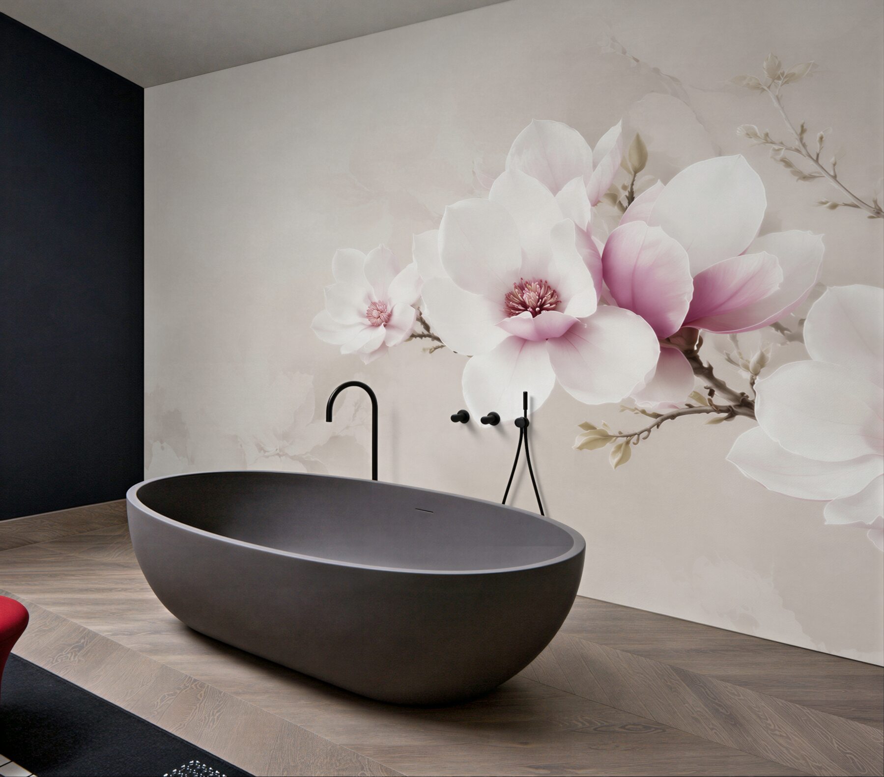 Fototapeta magnolie biało różowe na gałęzi elegancka?v23