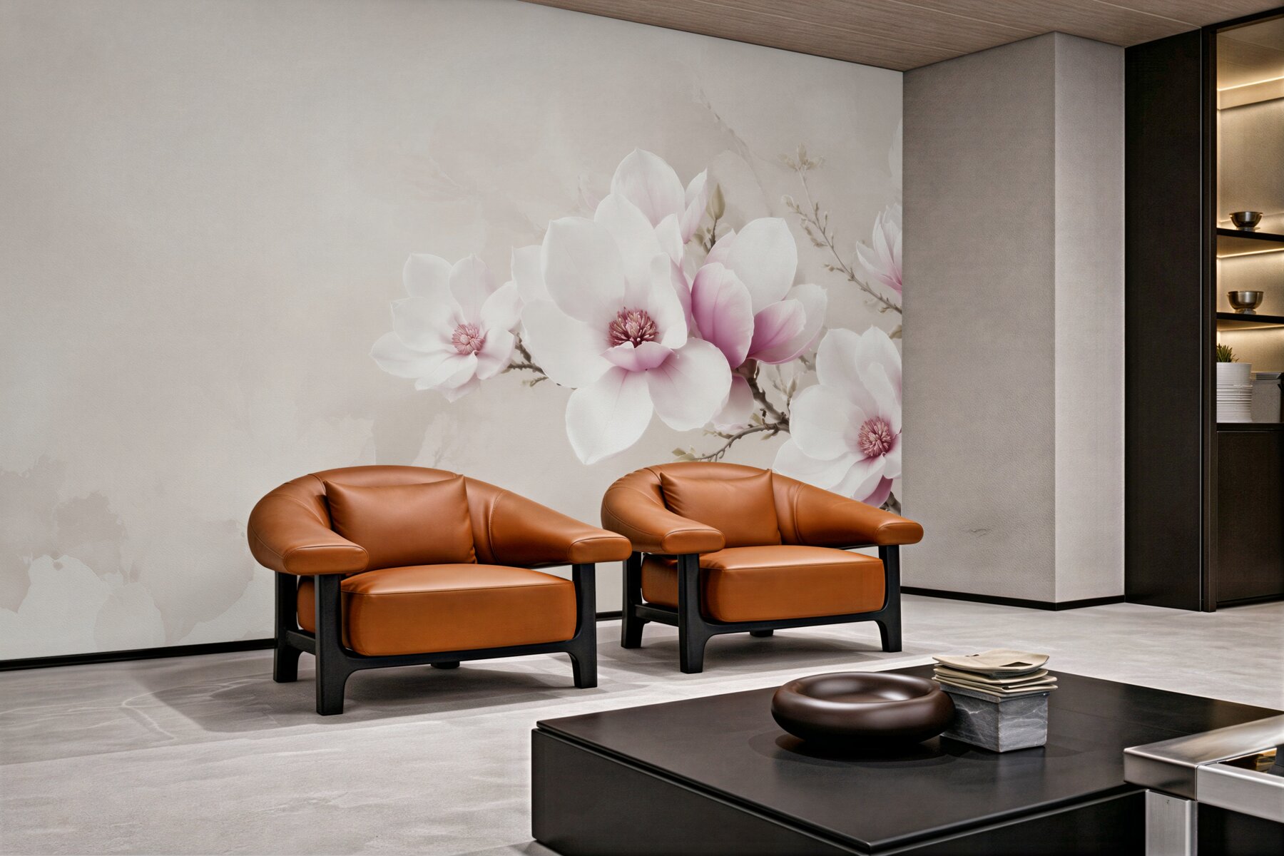 Fototapeta magnolie biało różowe na gałęzi elegancka?v23