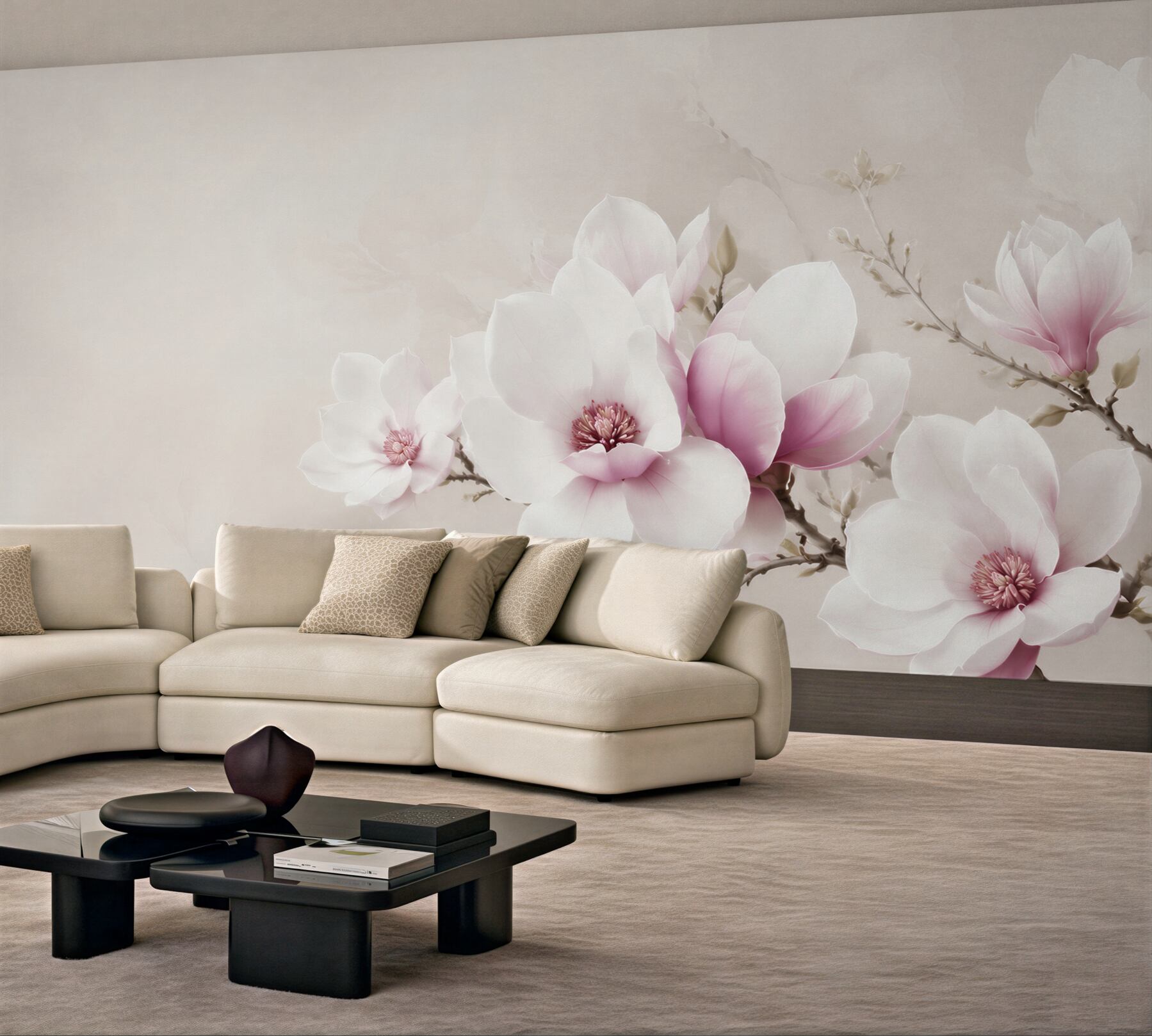 Fototapeta magnolie biało różowe na gałęzi elegancka?v23