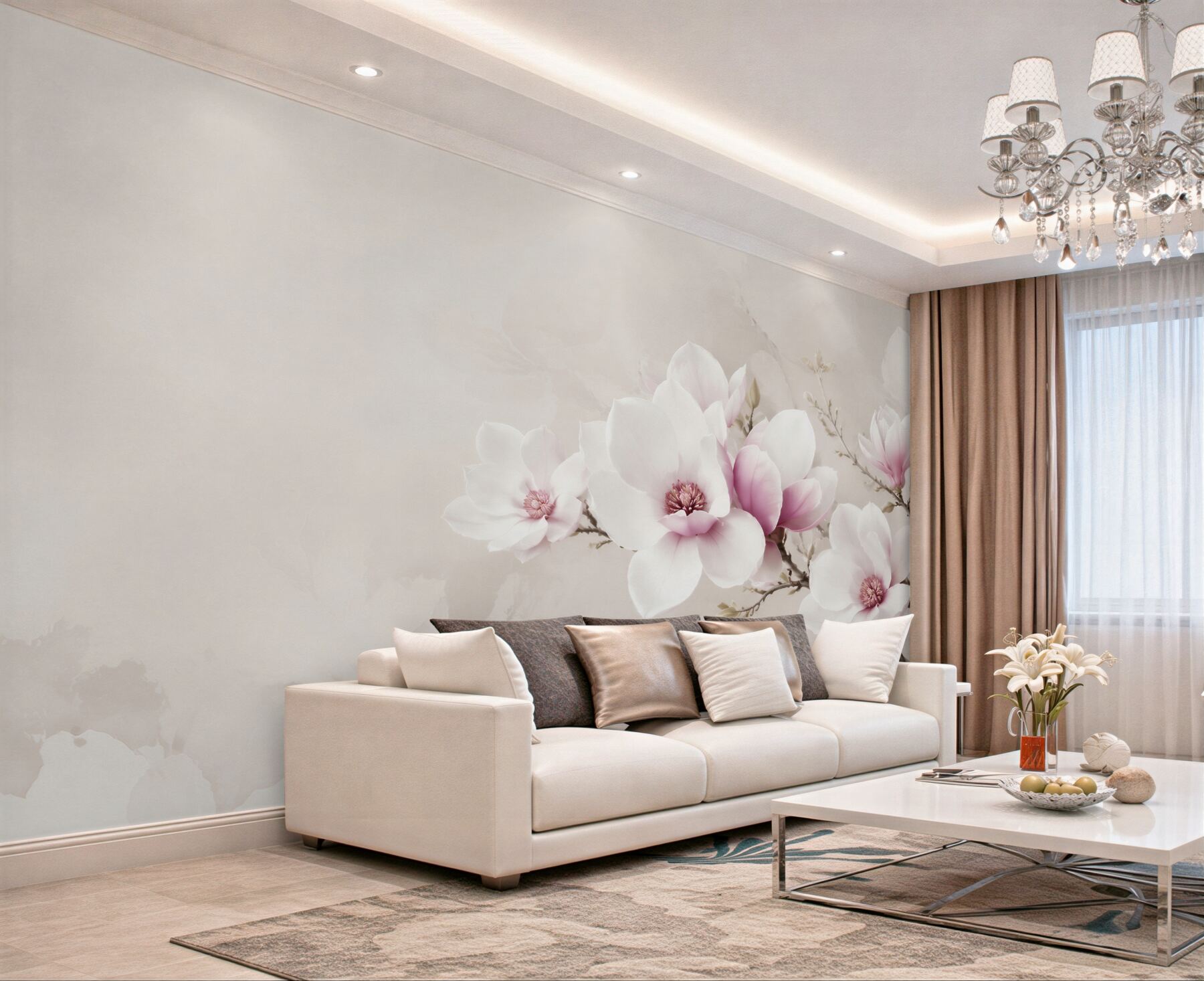Fototapeta magnolie biało różowe na gałęzi elegancka?v23