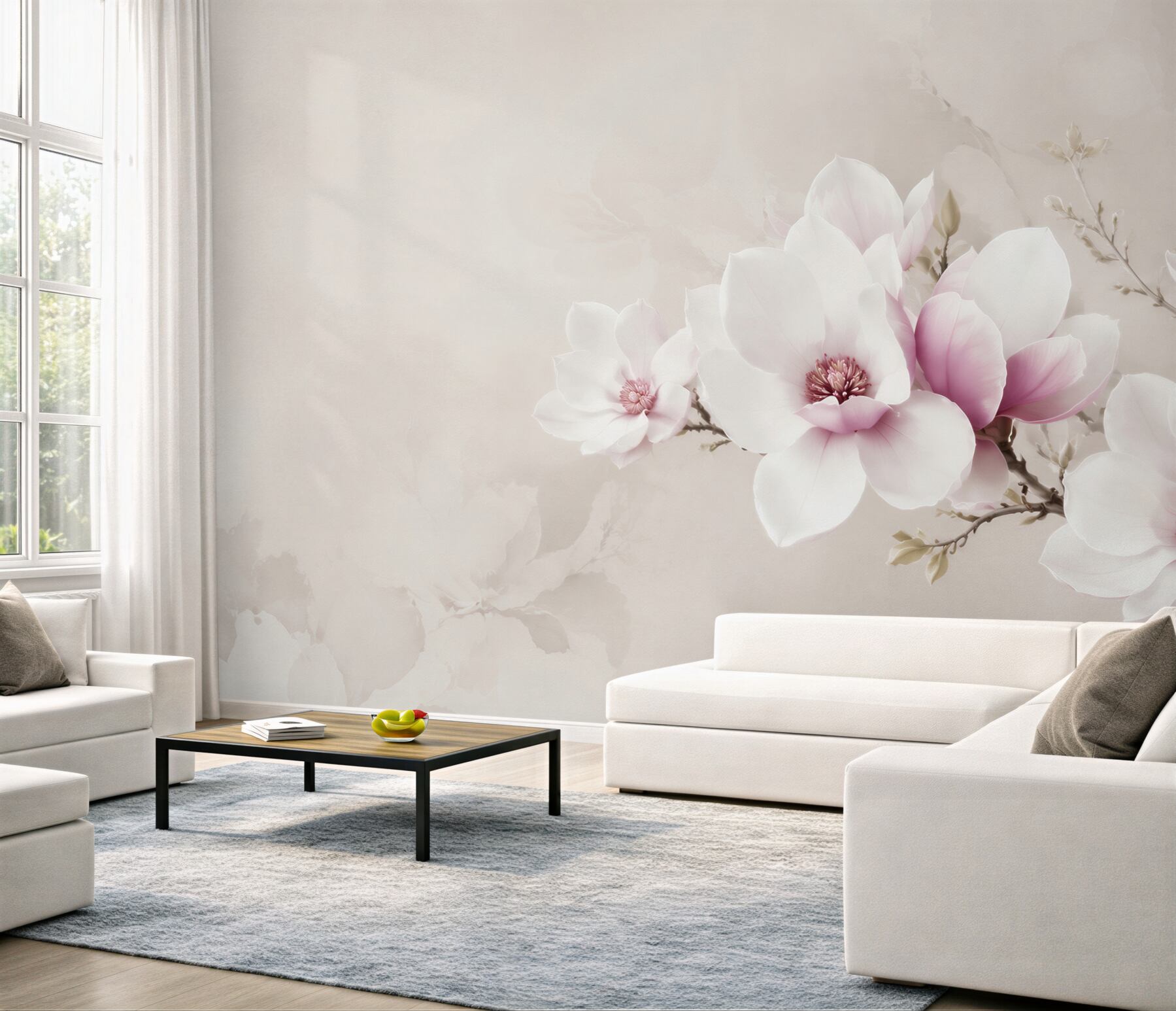 Fototapeta magnolie biało różowe na gałęzi elegancka?v23