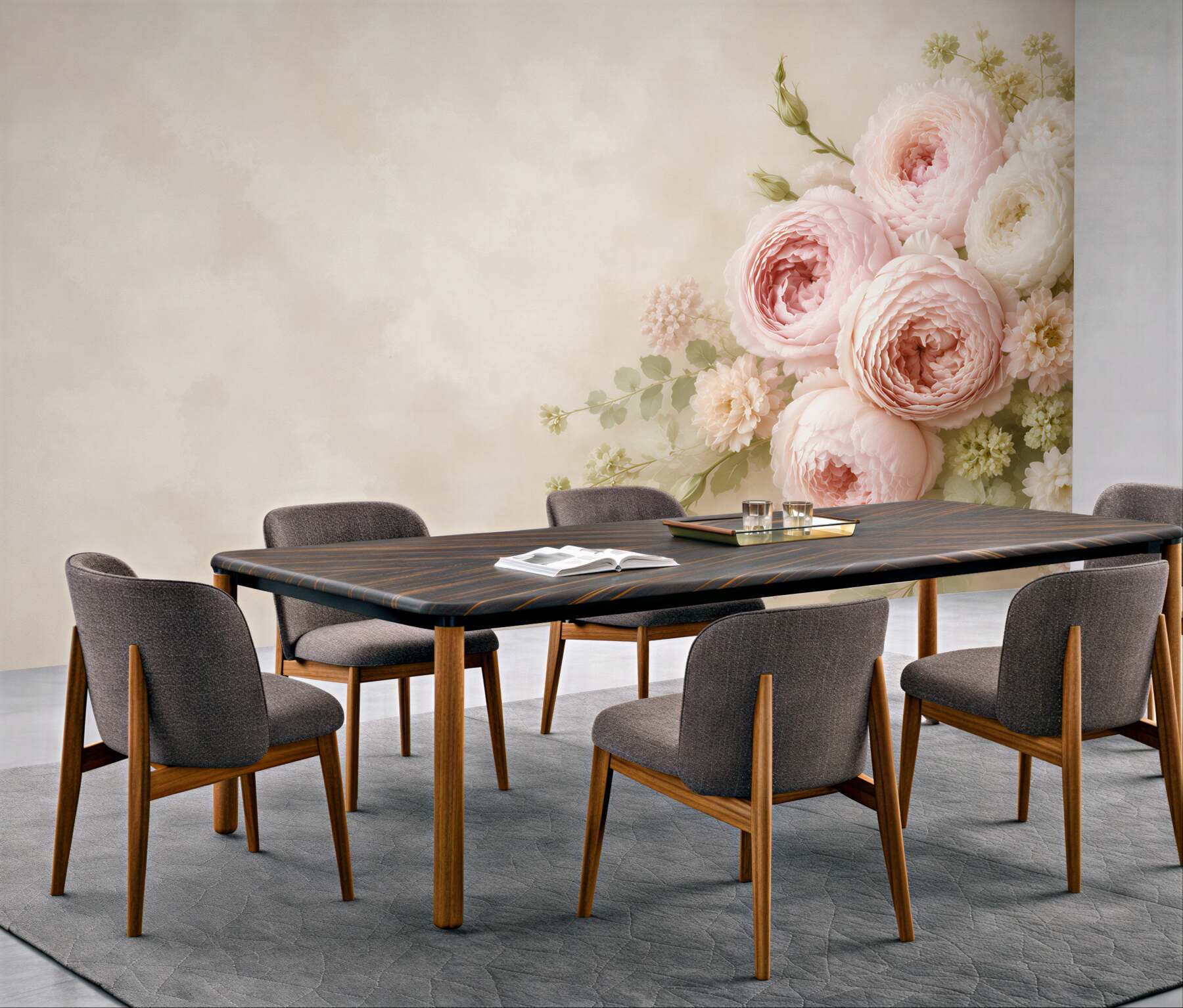 Fototapeta pastelowe piwonie i róże na jasnym eleganckim tle?v23