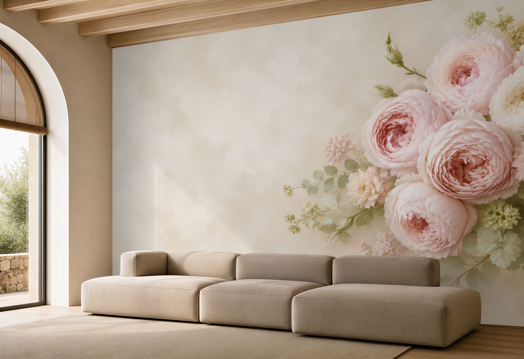 Fototapeta pastelowe piwonie i róże na jasnym eleganckim tle?v23