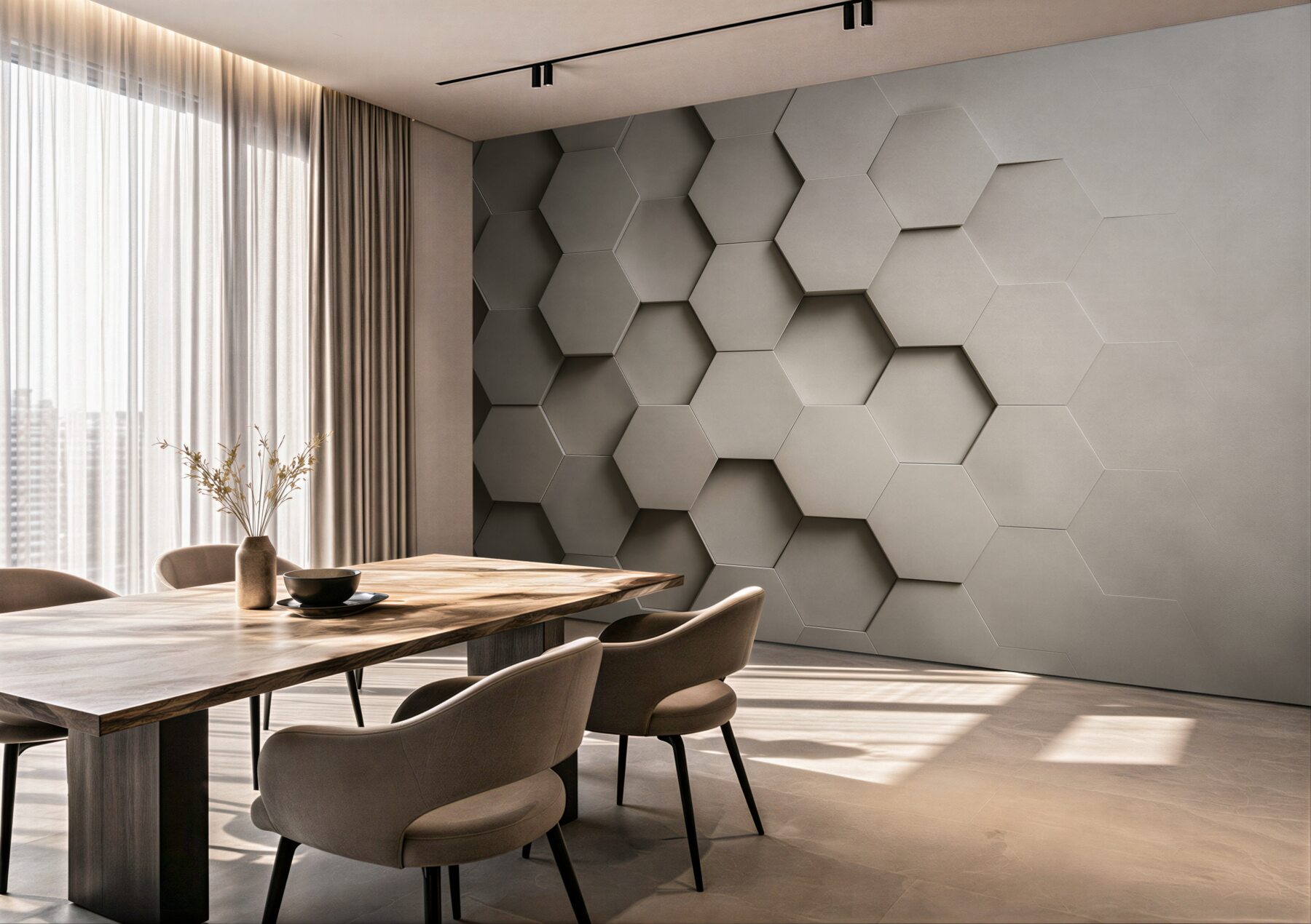 Fototapeta geometryczne heksagony 3D beżowe nowoczesne?v23
