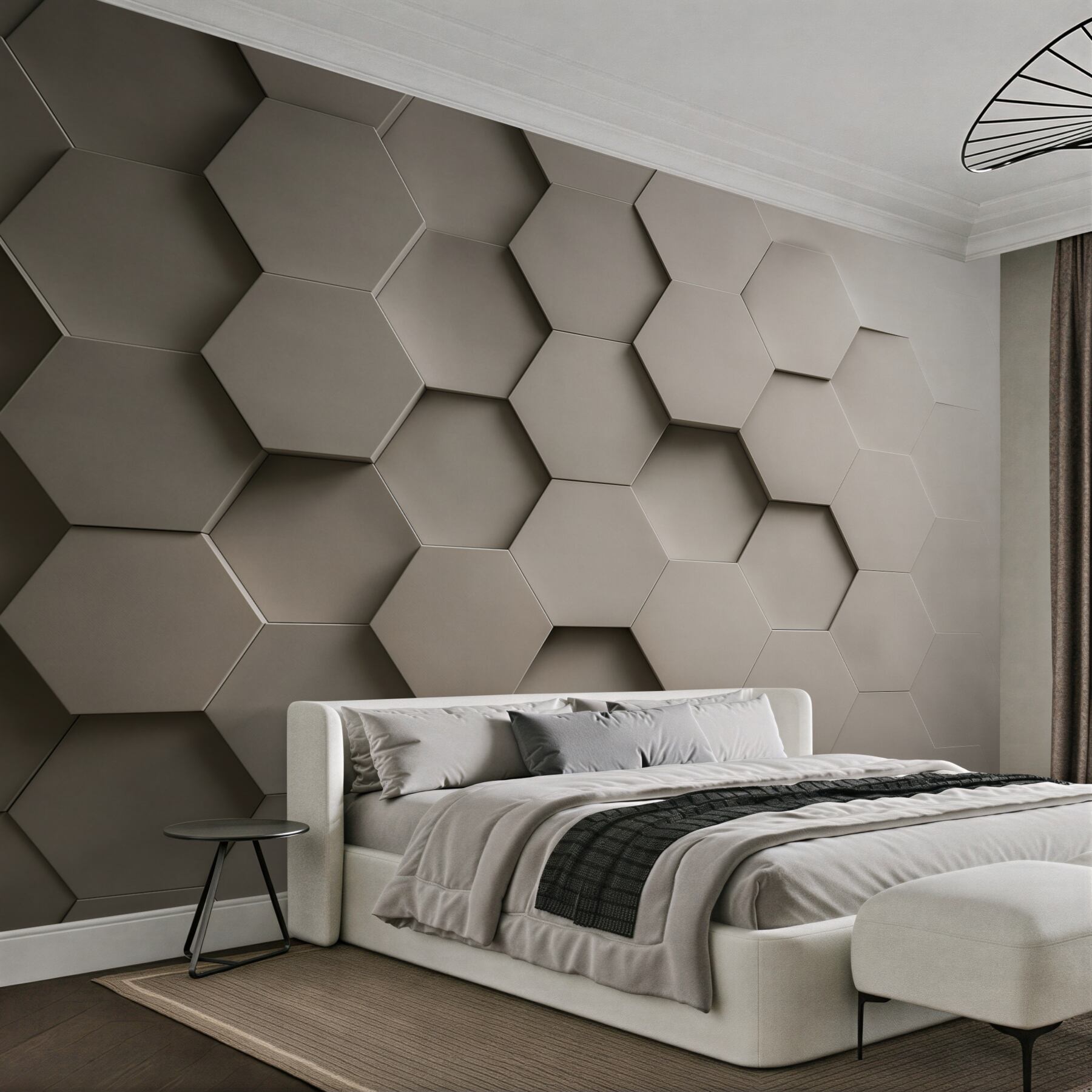 Fototapeta geometryczne heksagony 3D beżowe nowoczesne?v23