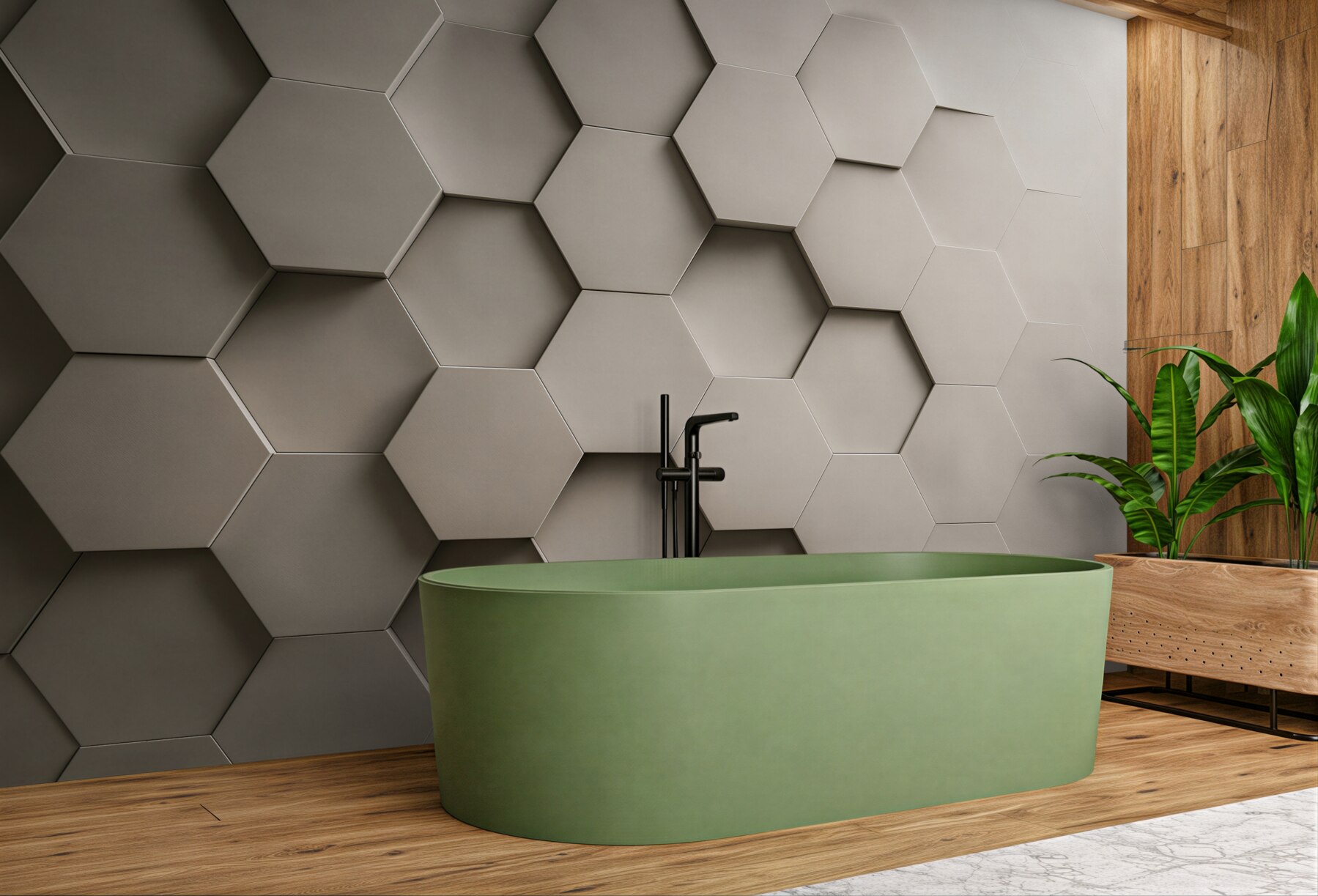 Fototapeta geometryczne heksagony 3D beżowe nowoczesne?v23