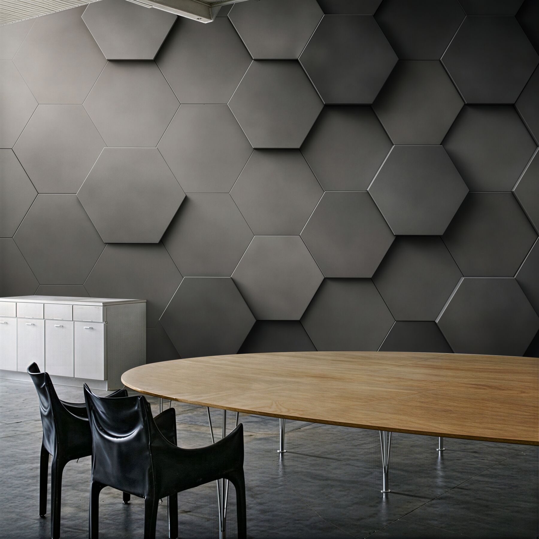 Fototapeta geometryczne heksagony 3D grafitowe loftowe?v23