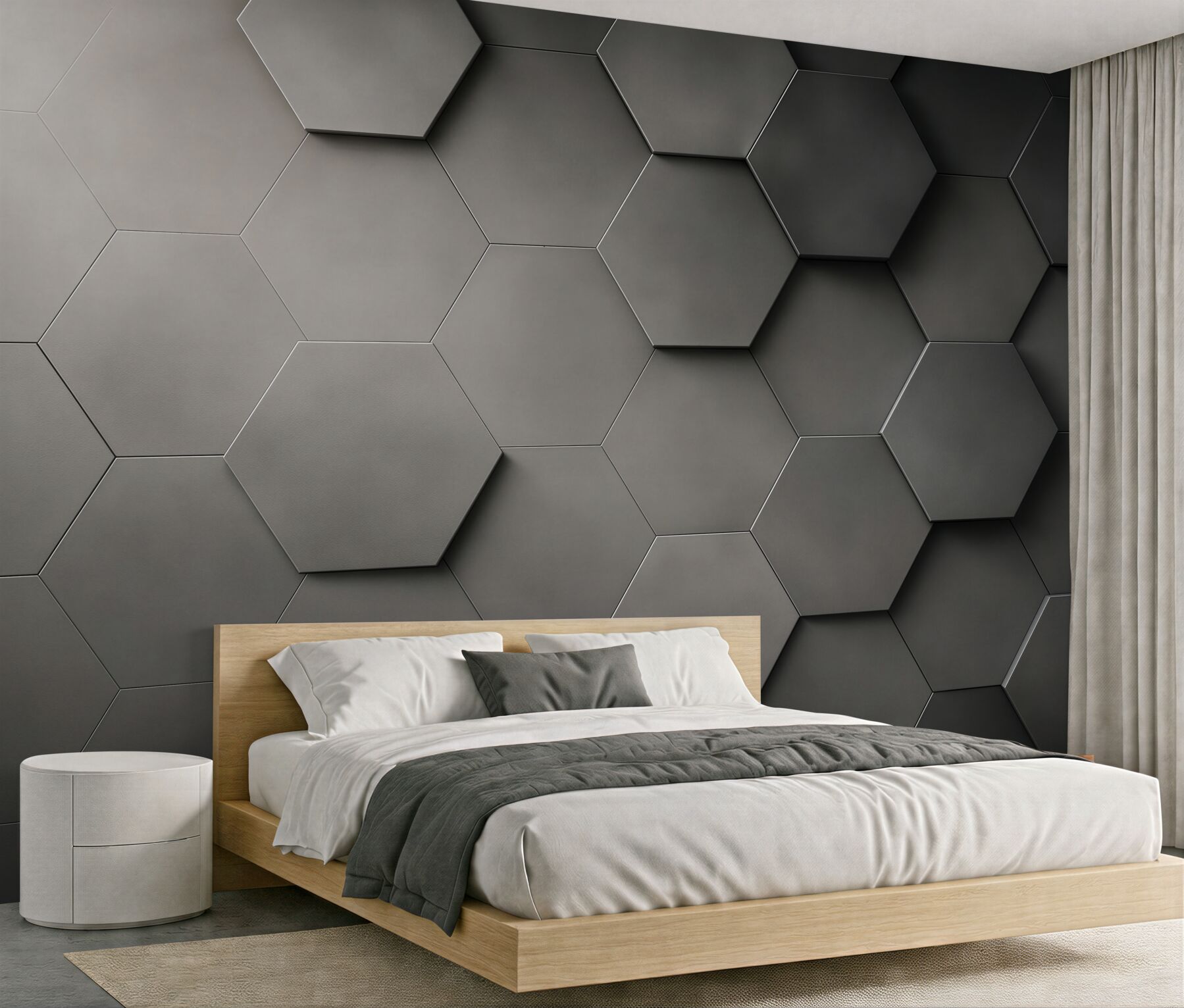 Fototapeta geometryczne heksagony 3D grafitowe loftowe?v23