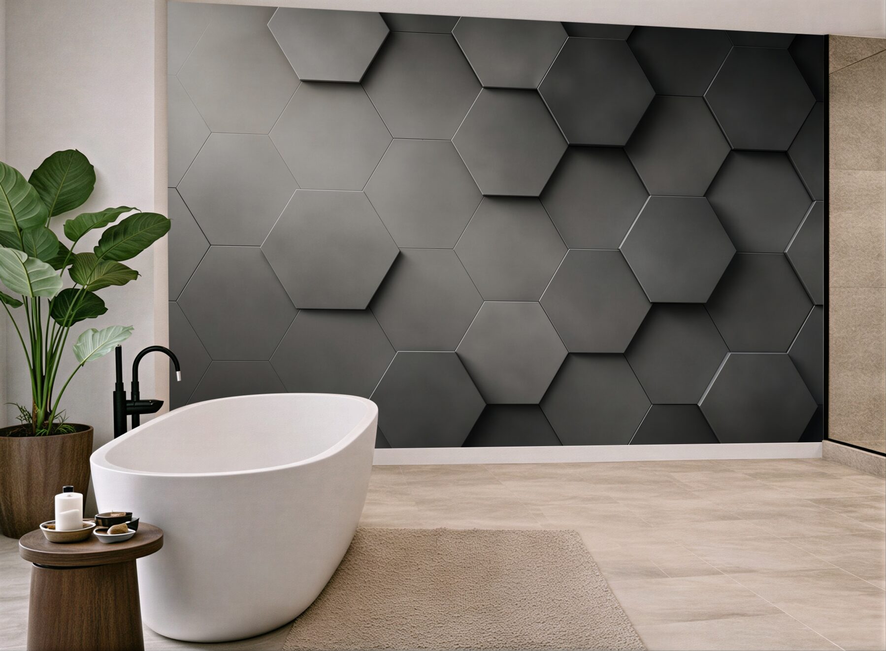 Fototapeta geometryczne heksagony 3D grafitowe loftowe?v23