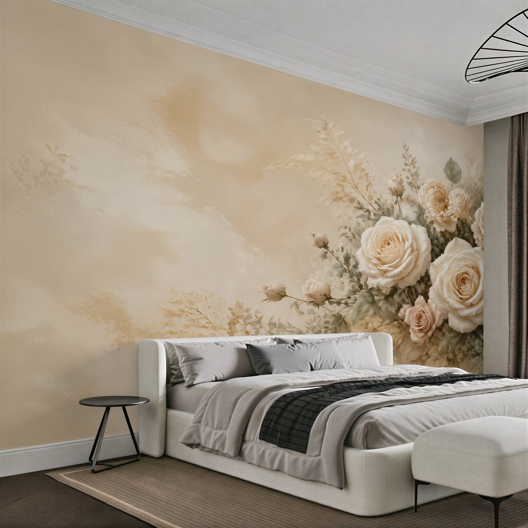 Fototapeta kremowe róże na beżowym tle elegancka do salonu?v23