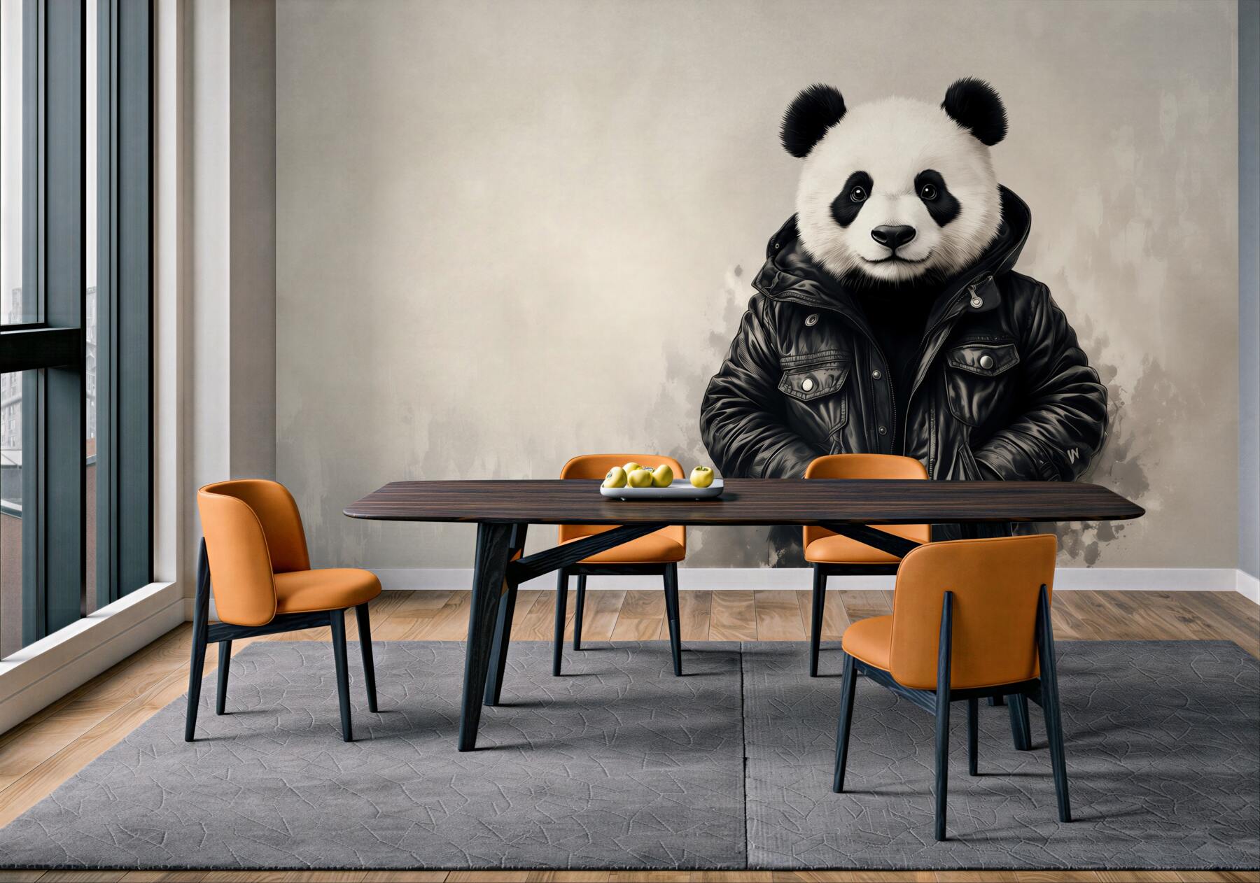 Fototapeta panda w czarnej kurtce nowoczesny styl street art?v23