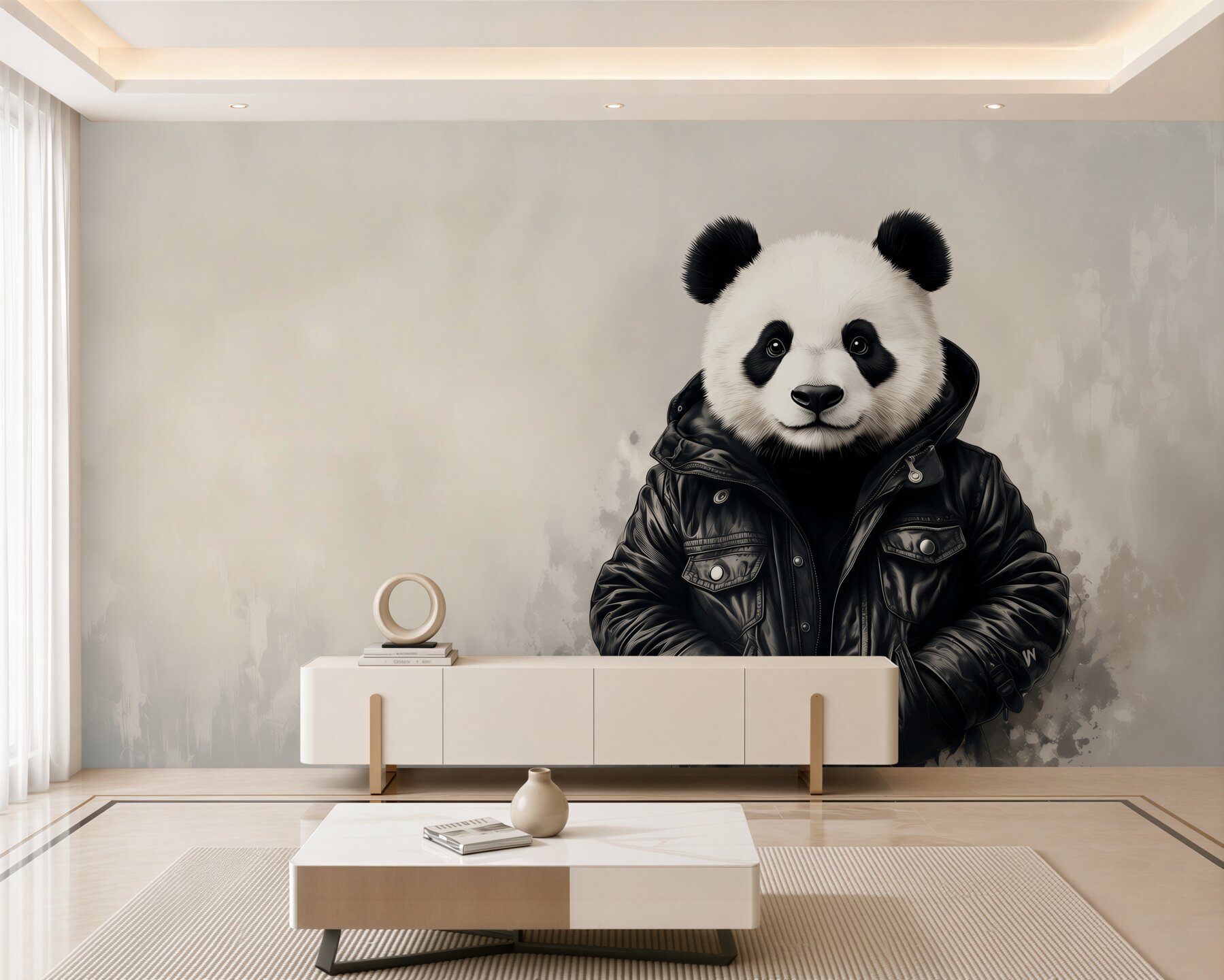 Fototapeta panda w czarnej kurtce nowoczesny styl street art?v23