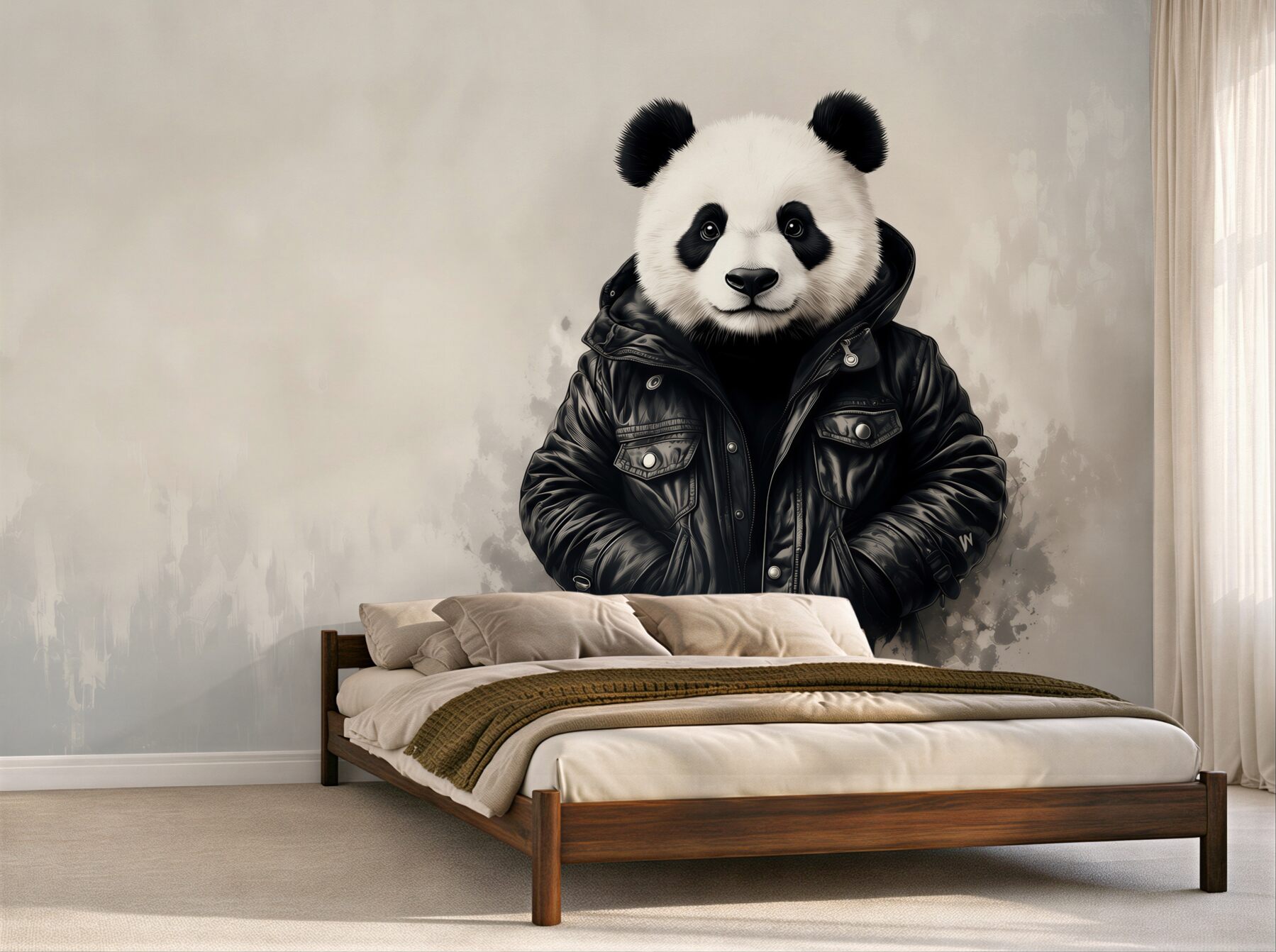 Fototapeta panda w czarnej kurtce nowoczesny styl street art?v23
