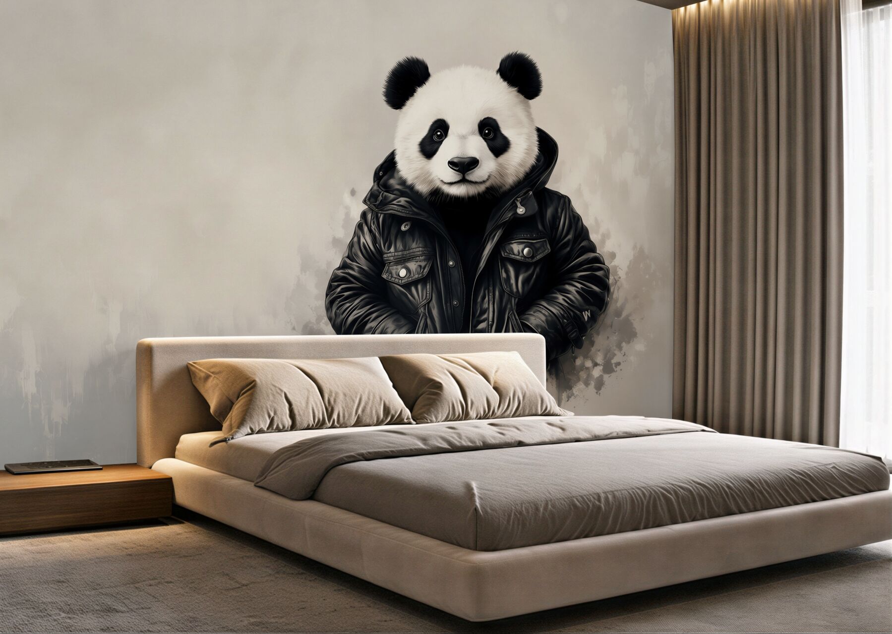 Fototapeta panda w czarnej kurtce nowoczesny styl street art?v23