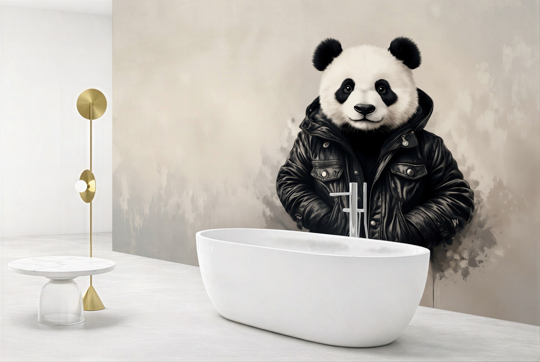 Fototapeta panda w czarnej kurtce nowoczesny styl street art?v23
