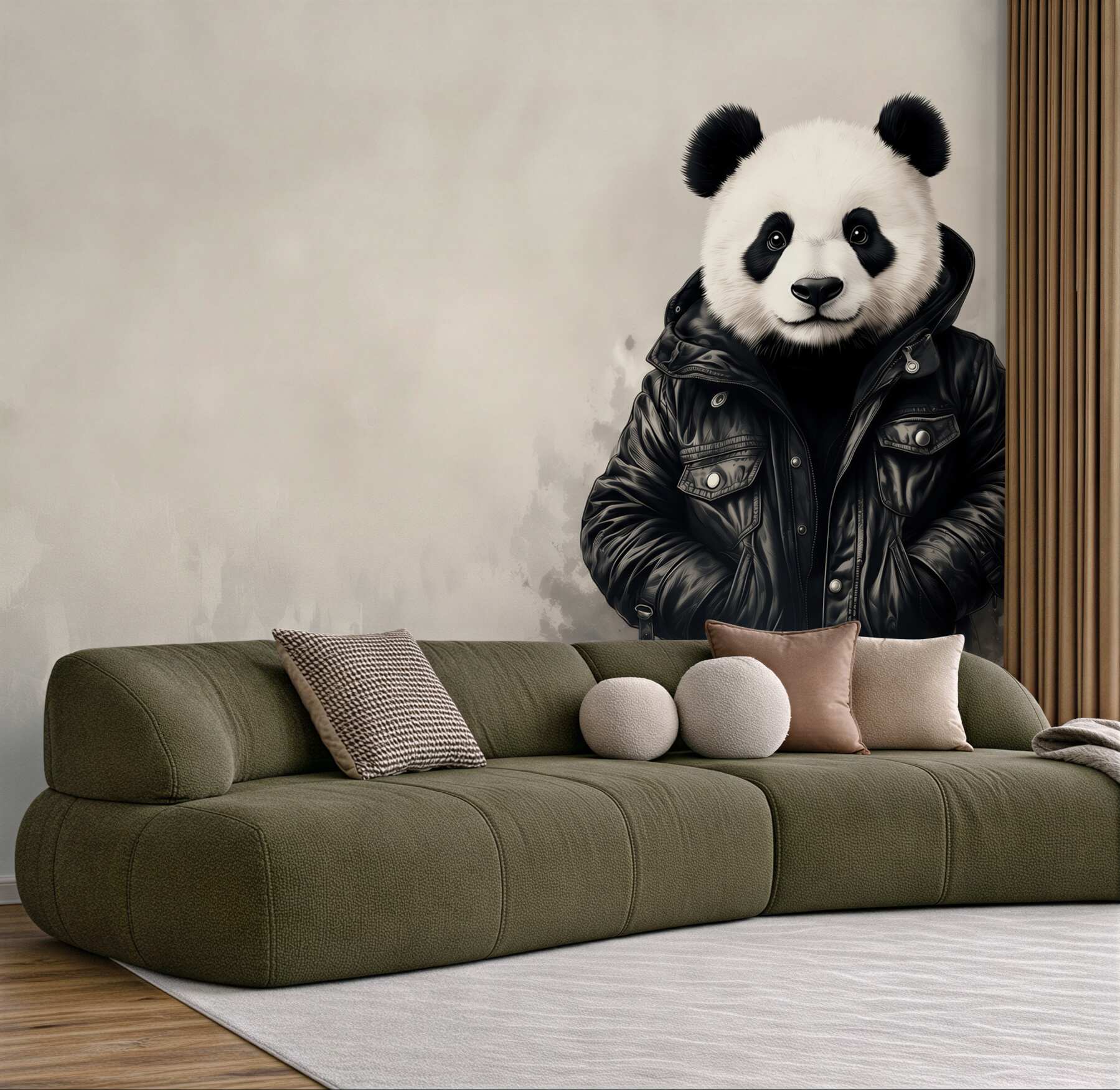 Fototapeta panda w czarnej kurtce nowoczesny styl street art?v23
