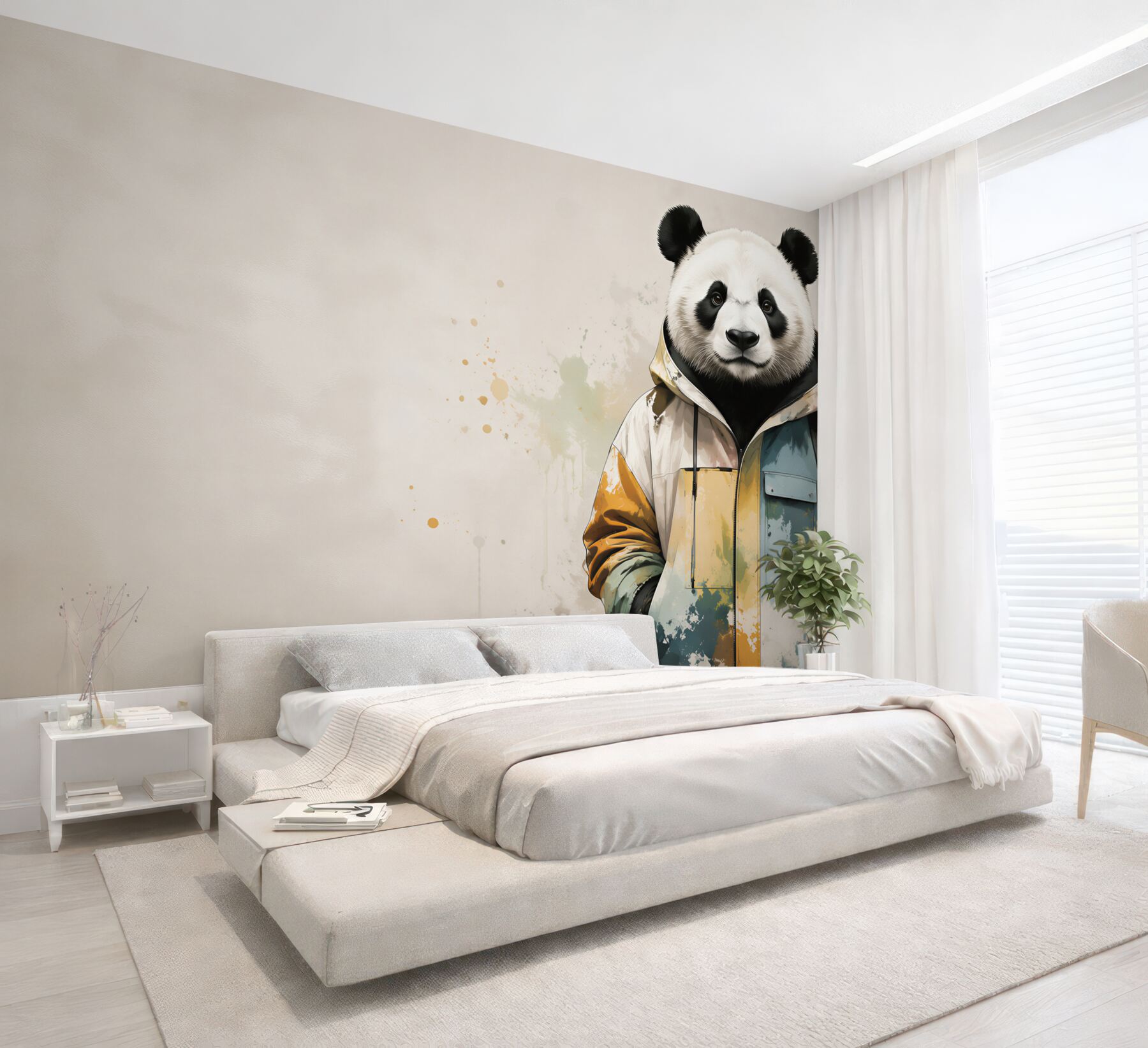 Fototapeta panda w kolorowej kurtce nowoczesna dekoracja do pokoju?v23