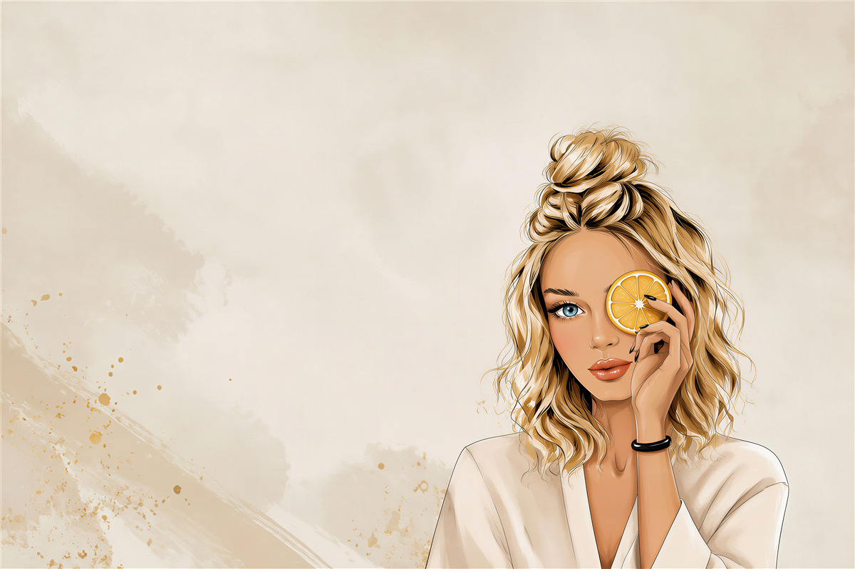Fototapeta kobieta z pomarańczą nowoczesna ilustracja beauty