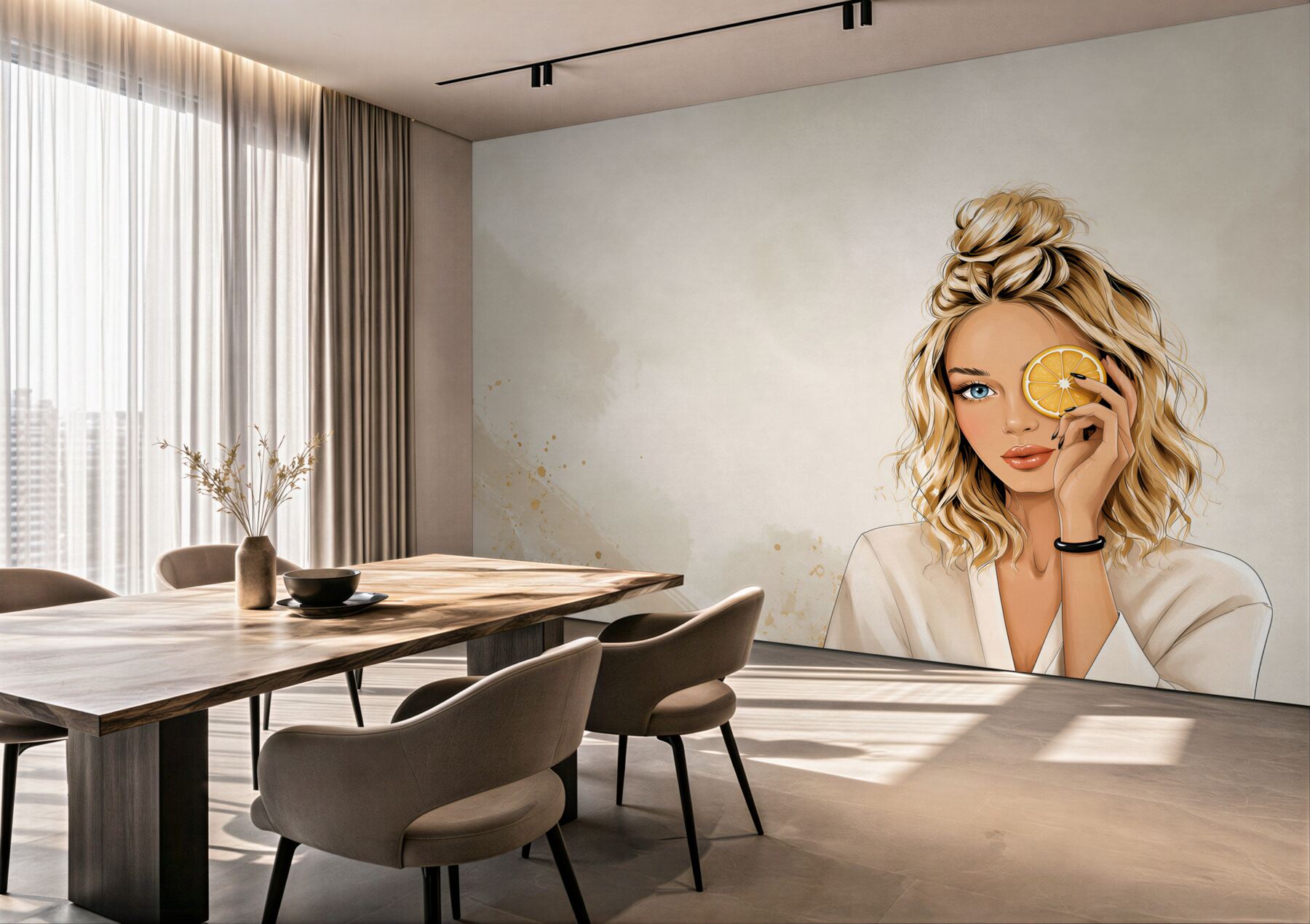 Fototapeta kobieta z pomarańczą nowoczesna ilustracja beauty?v23
