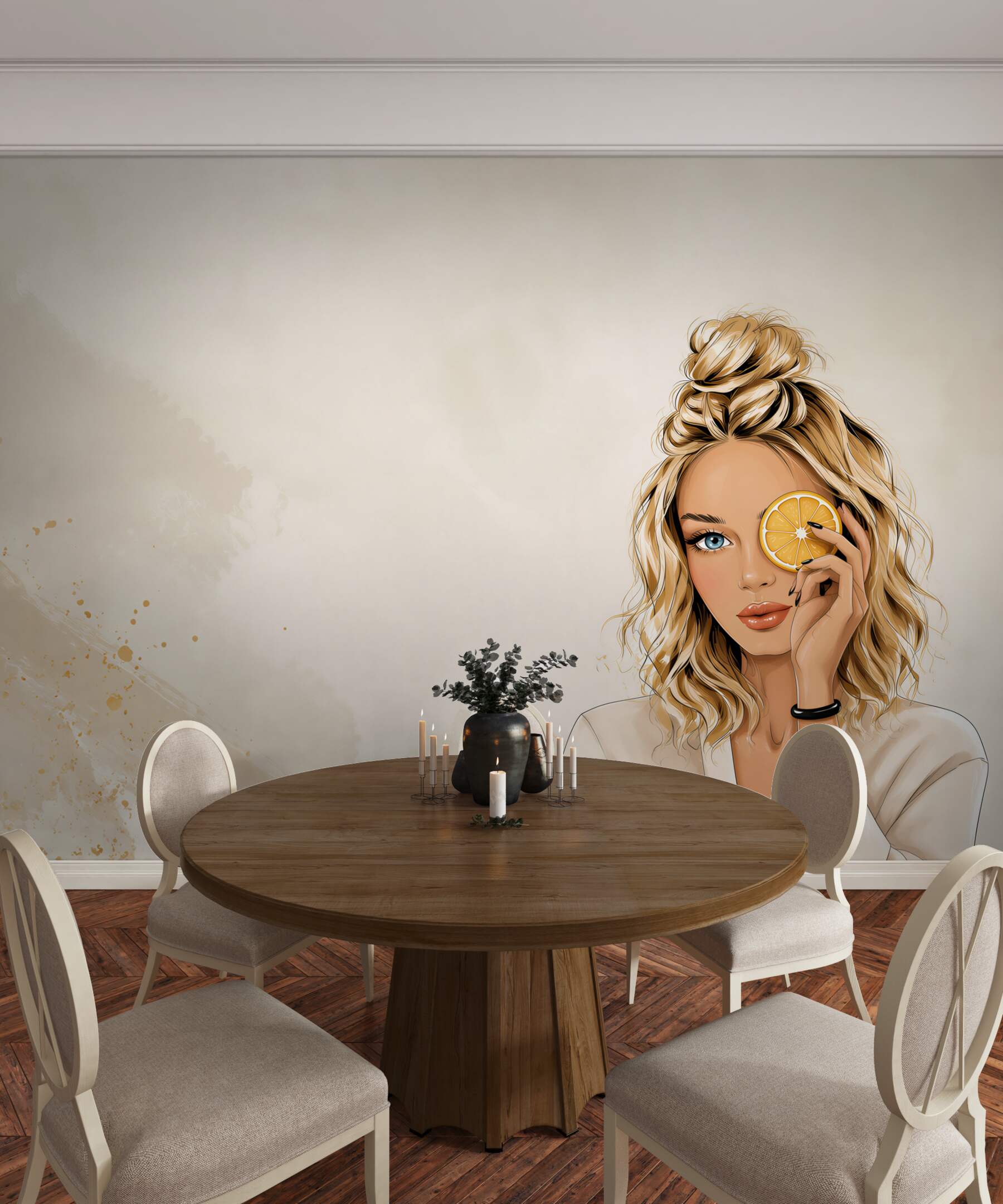 Fototapeta kobieta z pomarańczą nowoczesna ilustracja beauty?v23