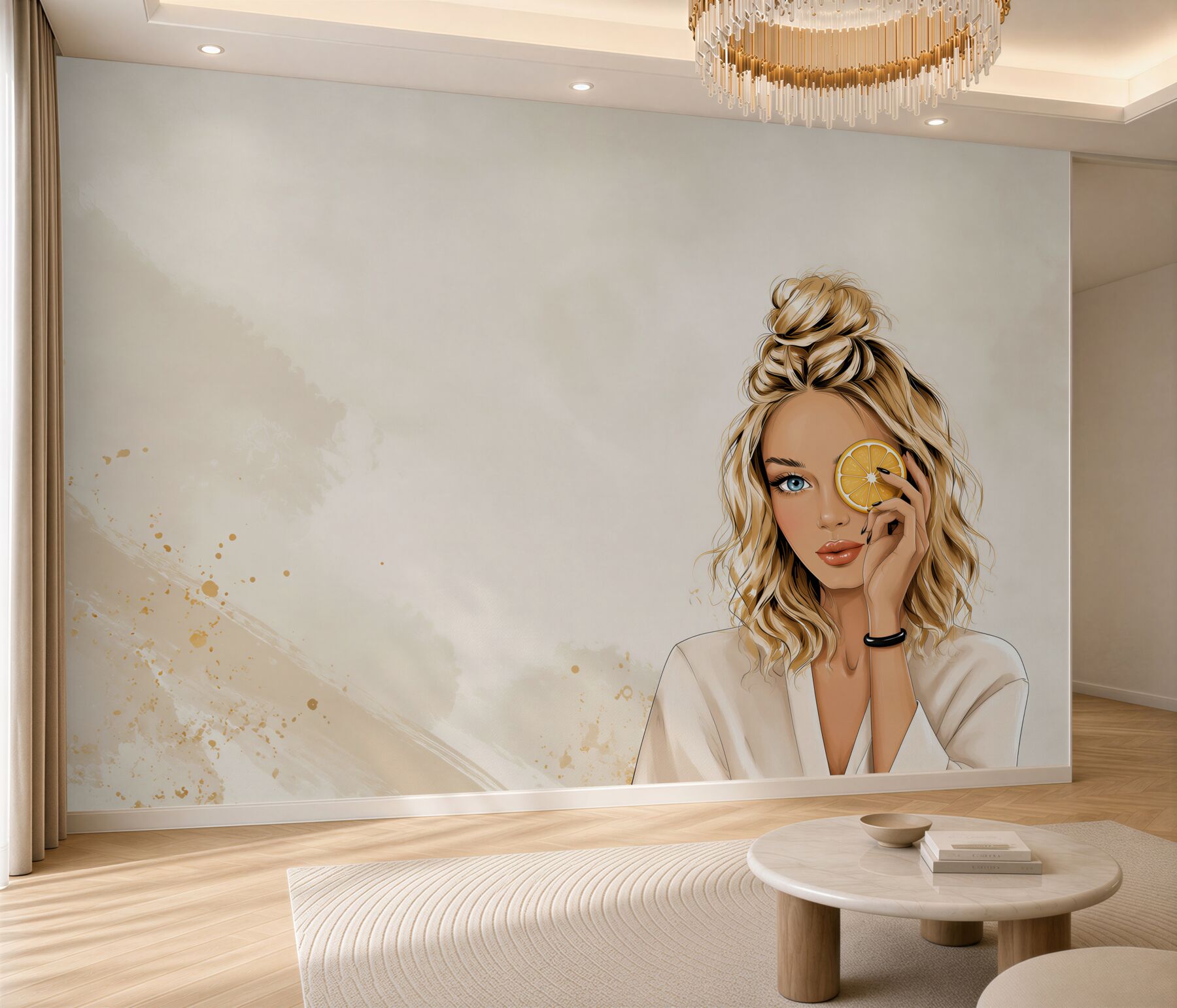 Fototapeta kobieta z pomarańczą nowoczesna ilustracja beauty?v23