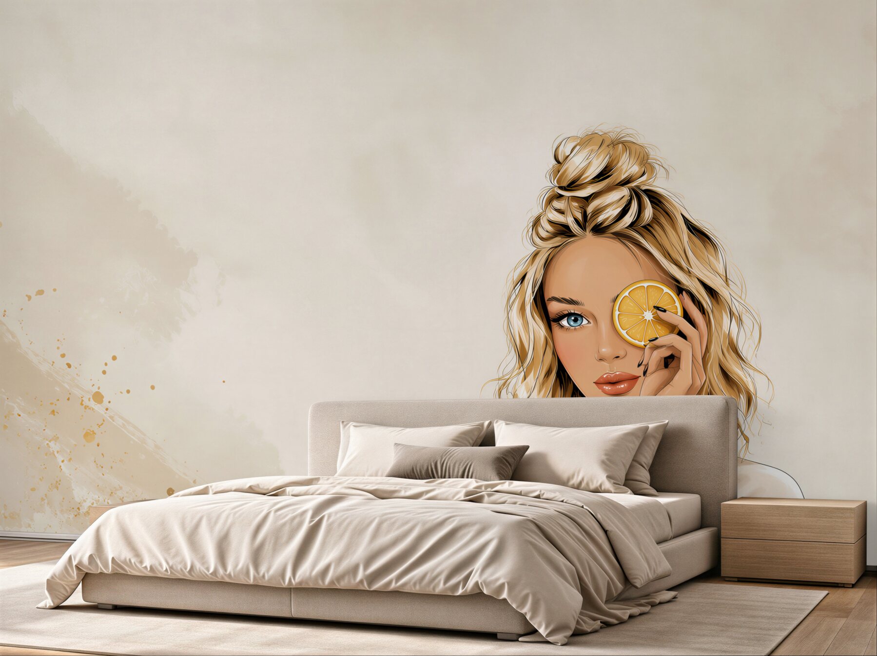 Fototapeta kobieta z pomarańczą nowoczesna ilustracja beauty?v23