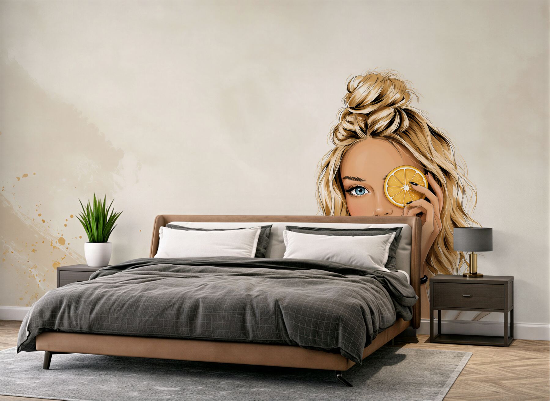 Fototapeta kobieta z pomarańczą nowoczesna ilustracja beauty?v23