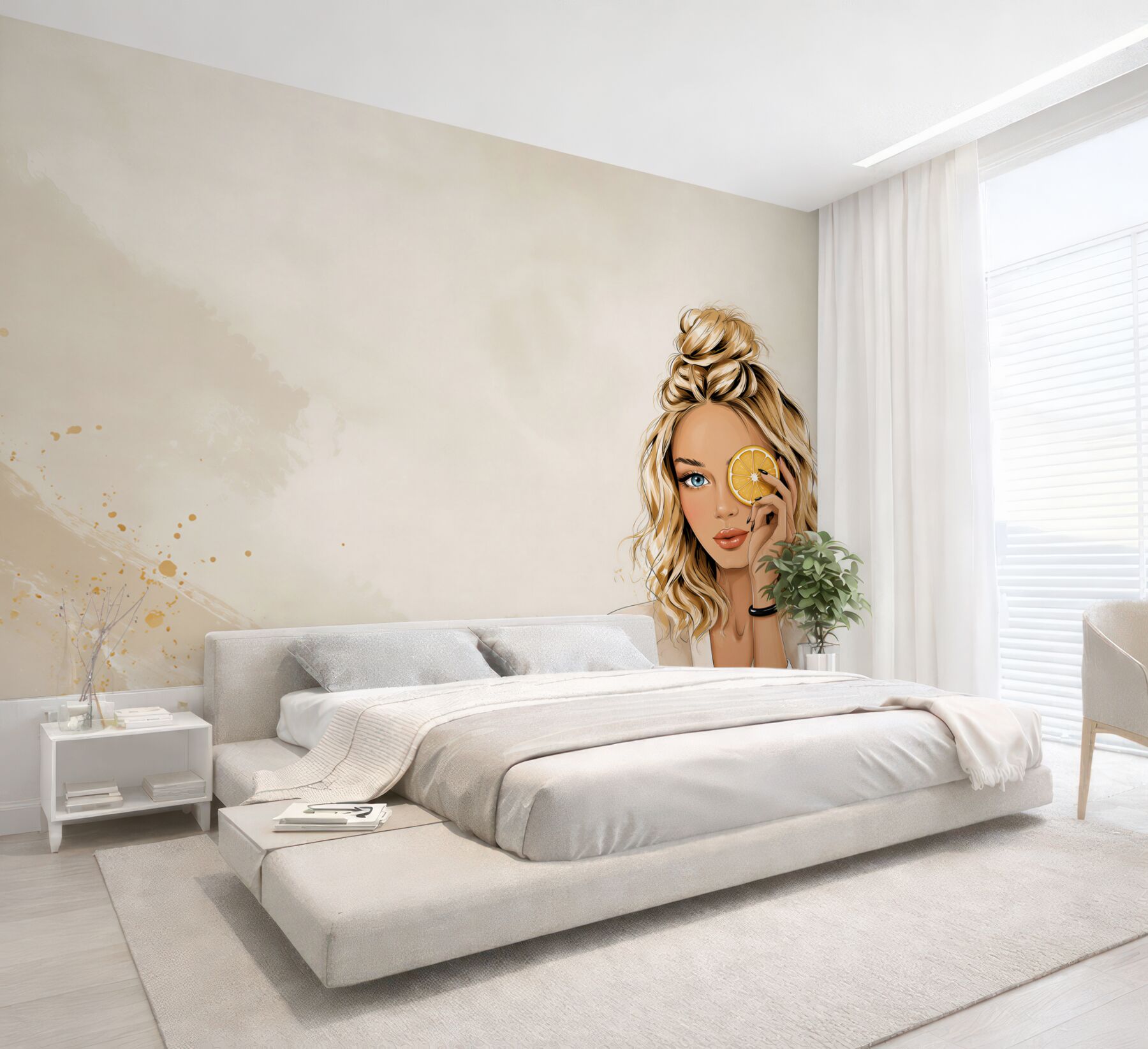 Fototapeta kobieta z pomarańczą nowoczesna ilustracja beauty?v23