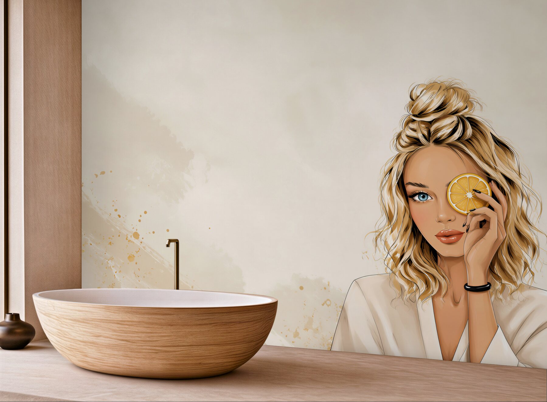 Fototapeta kobieta z pomarańczą nowoczesna ilustracja beauty?v23