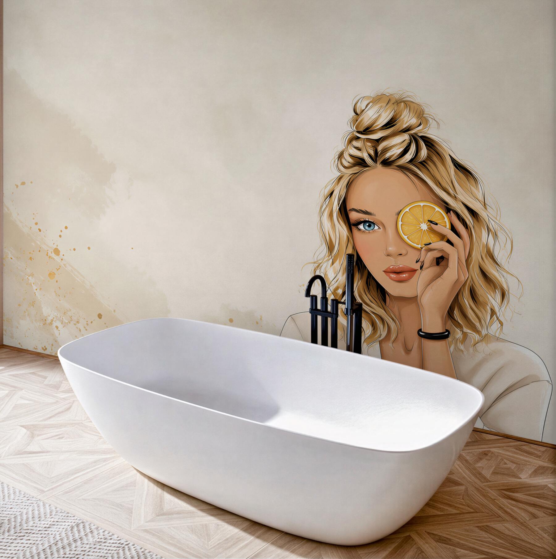 Fototapeta kobieta z pomarańczą nowoczesna ilustracja beauty?v23