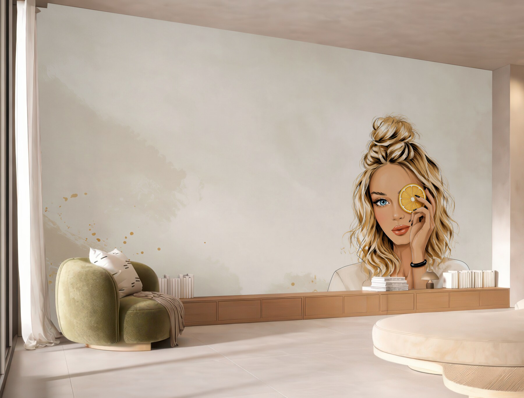 Fototapeta kobieta z pomarańczą nowoczesna ilustracja beauty?v23