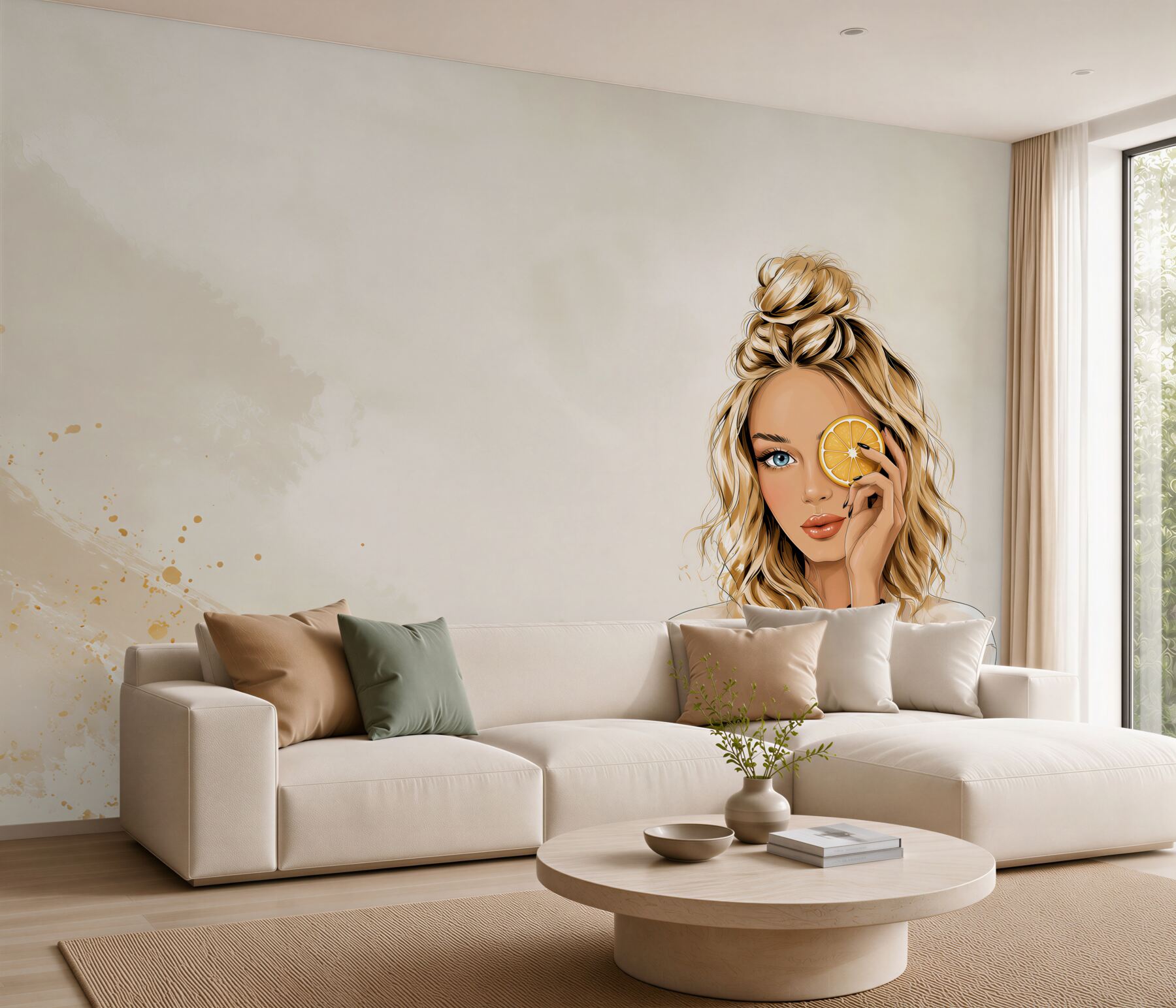 Fototapeta kobieta z pomarańczą nowoczesna ilustracja beauty?v23
