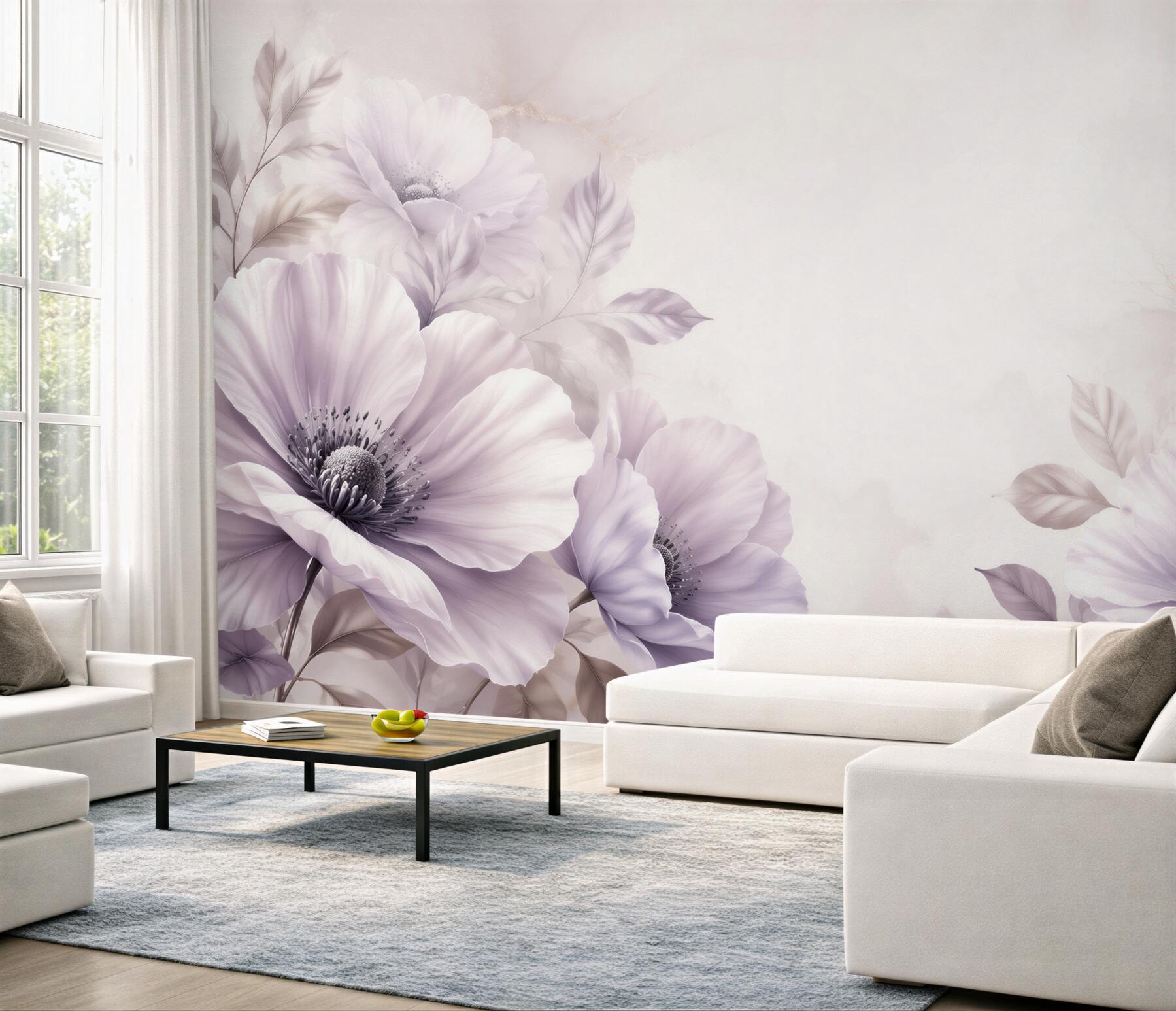 Fototapeta jasnofioletowe anemony na subtelnym tle elegancka?v23