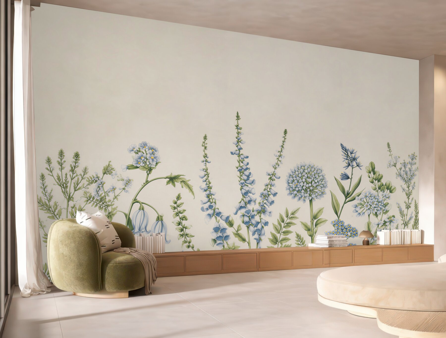 Fototapeta niebieskie kwiaty polne botaniczne na jasnym tle?v23