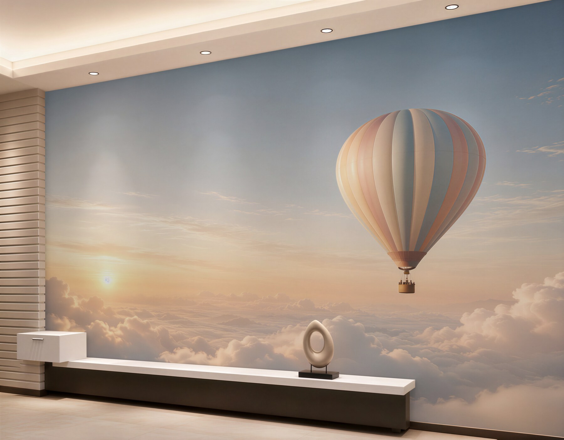 Fototapeta balon nad chmurami o świcie pastelowe niebo?v23
