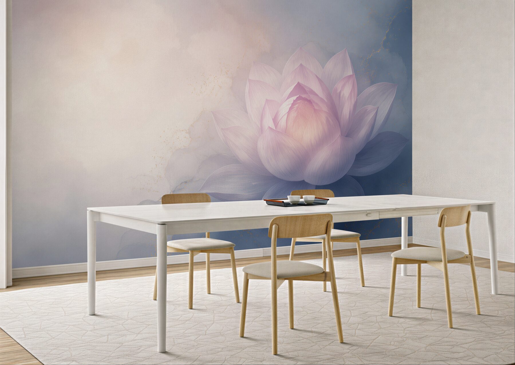 Fototapeta kwiat lotosu pastelowy różowo niebieski elegancki?v23