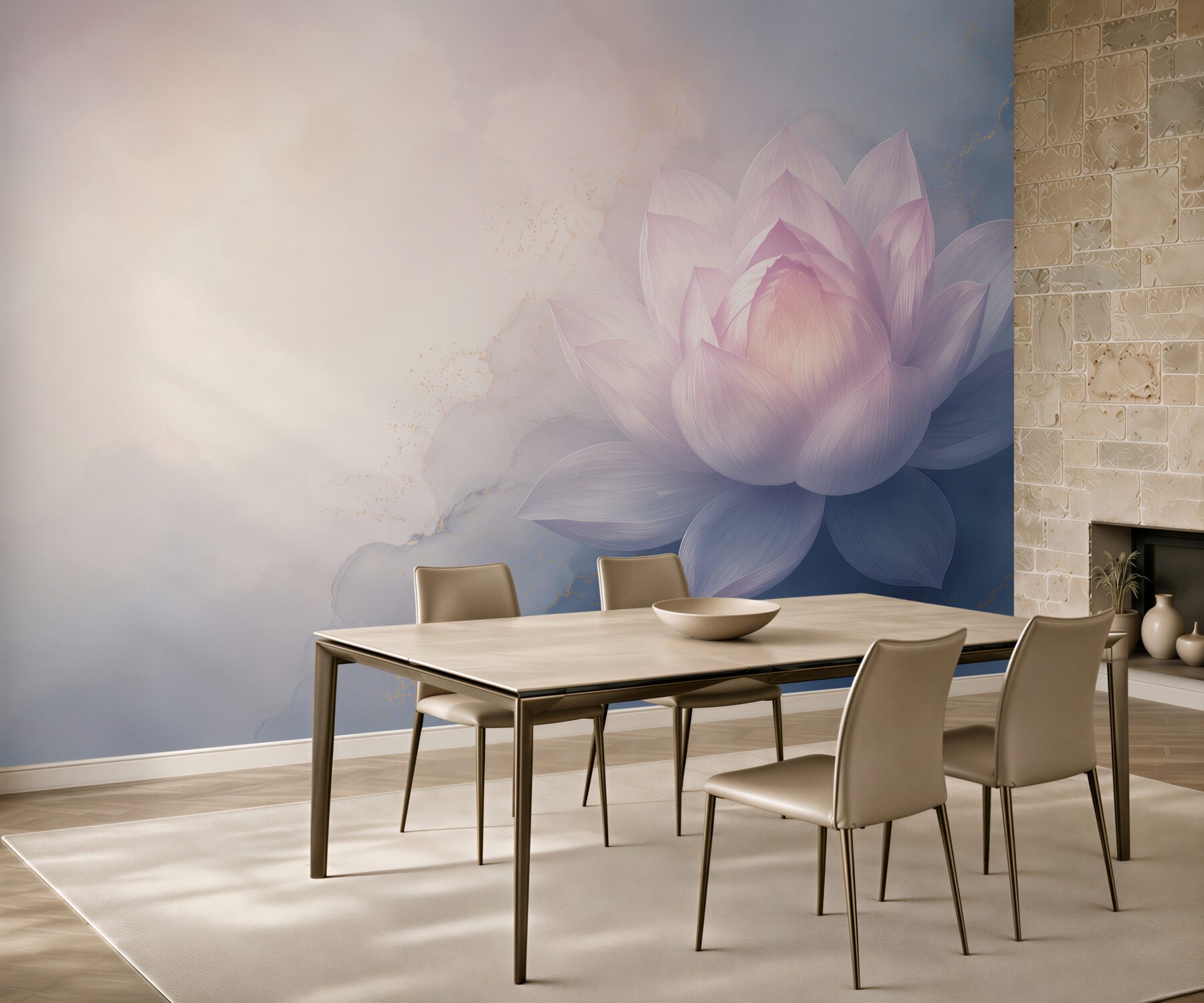 Fototapeta kwiat lotosu pastelowy różowo niebieski elegancki?v23