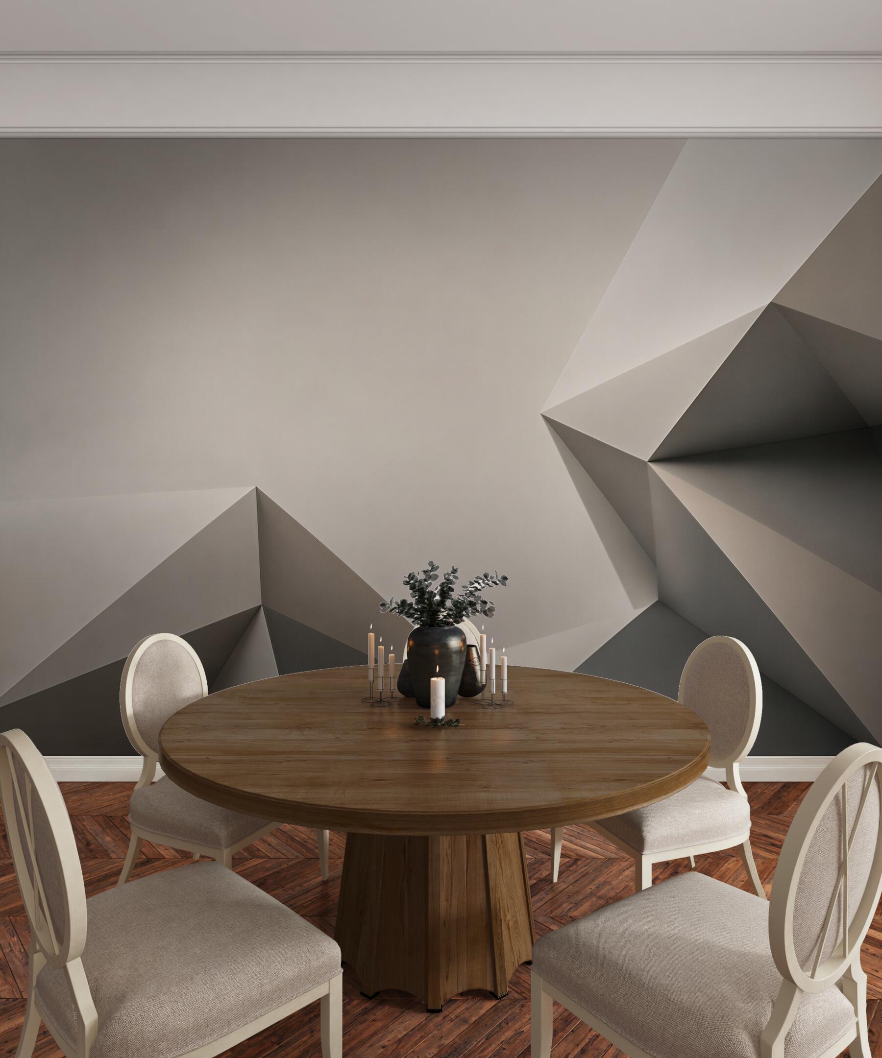 Fototapeta geometryczna abstrakcja 3D w szaro beżowych tonach?v23