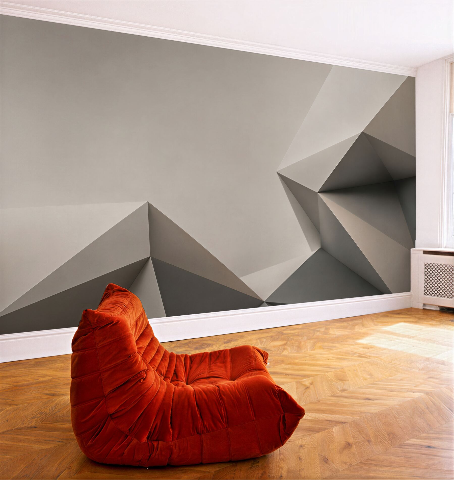 Fototapeta geometryczna abstrakcja 3D w szaro beżowych tonach?v23