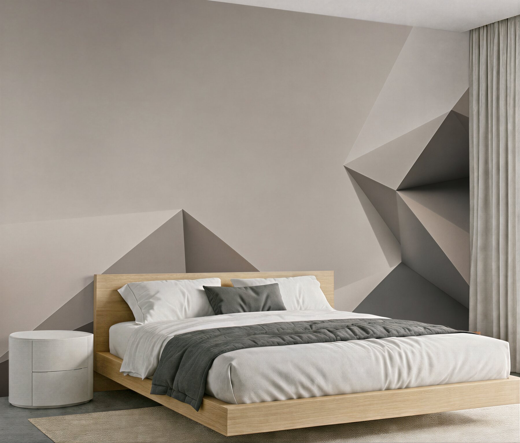 Fototapeta geometryczna abstrakcja 3D w szaro beżowych tonach?v23