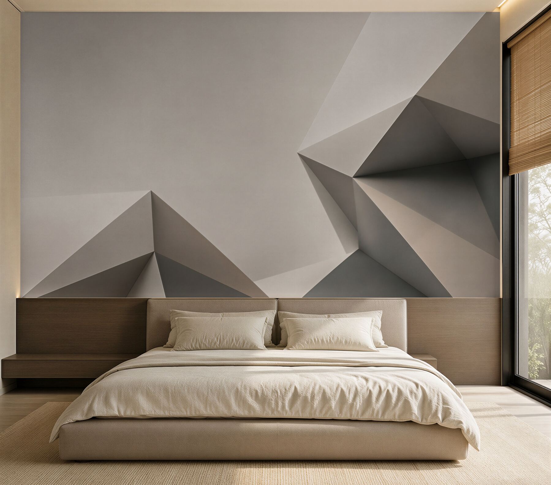 Fototapeta geometryczna abstrakcja 3D w szaro beżowych tonach?v23