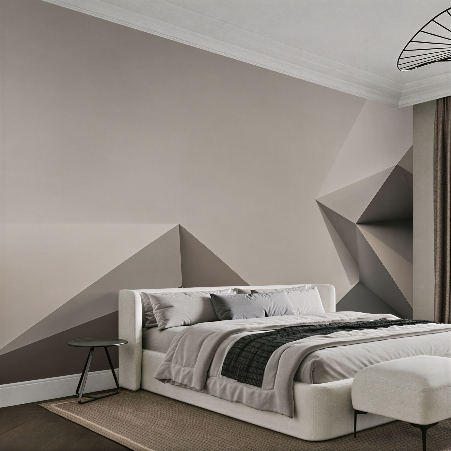 Fototapeta geometryczna abstrakcja 3D w szaro beżowych tonach?v23