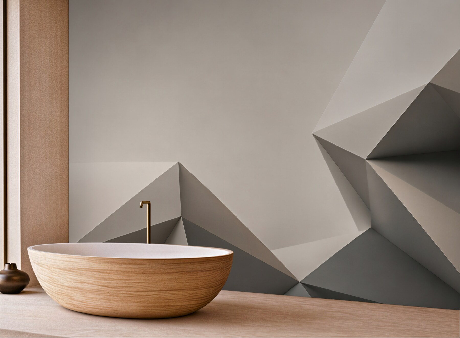Fototapeta geometryczna abstrakcja 3D w szaro beżowych tonach?v23