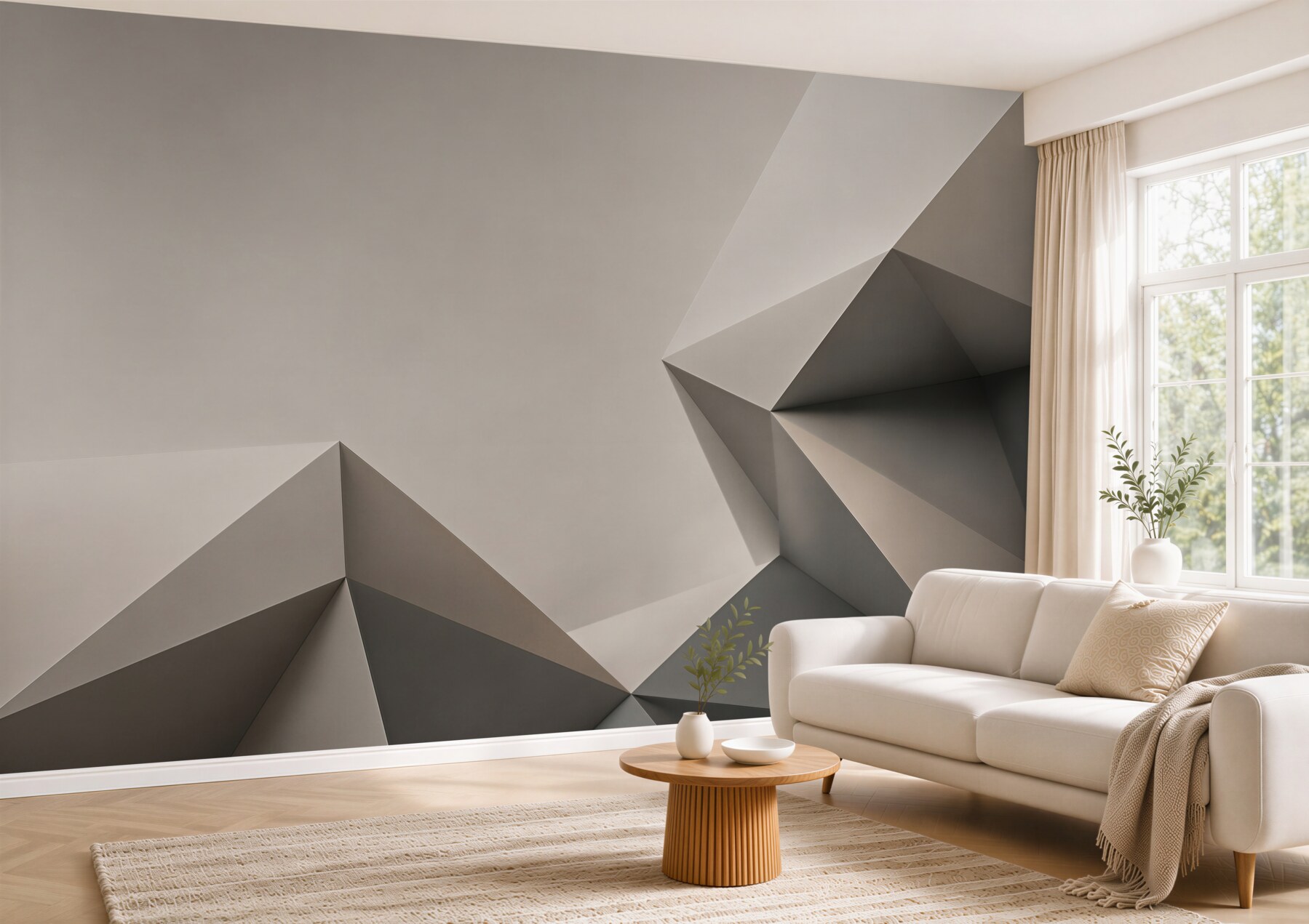 Fototapeta geometryczna abstrakcja 3D w szaro beżowych tonach?v23